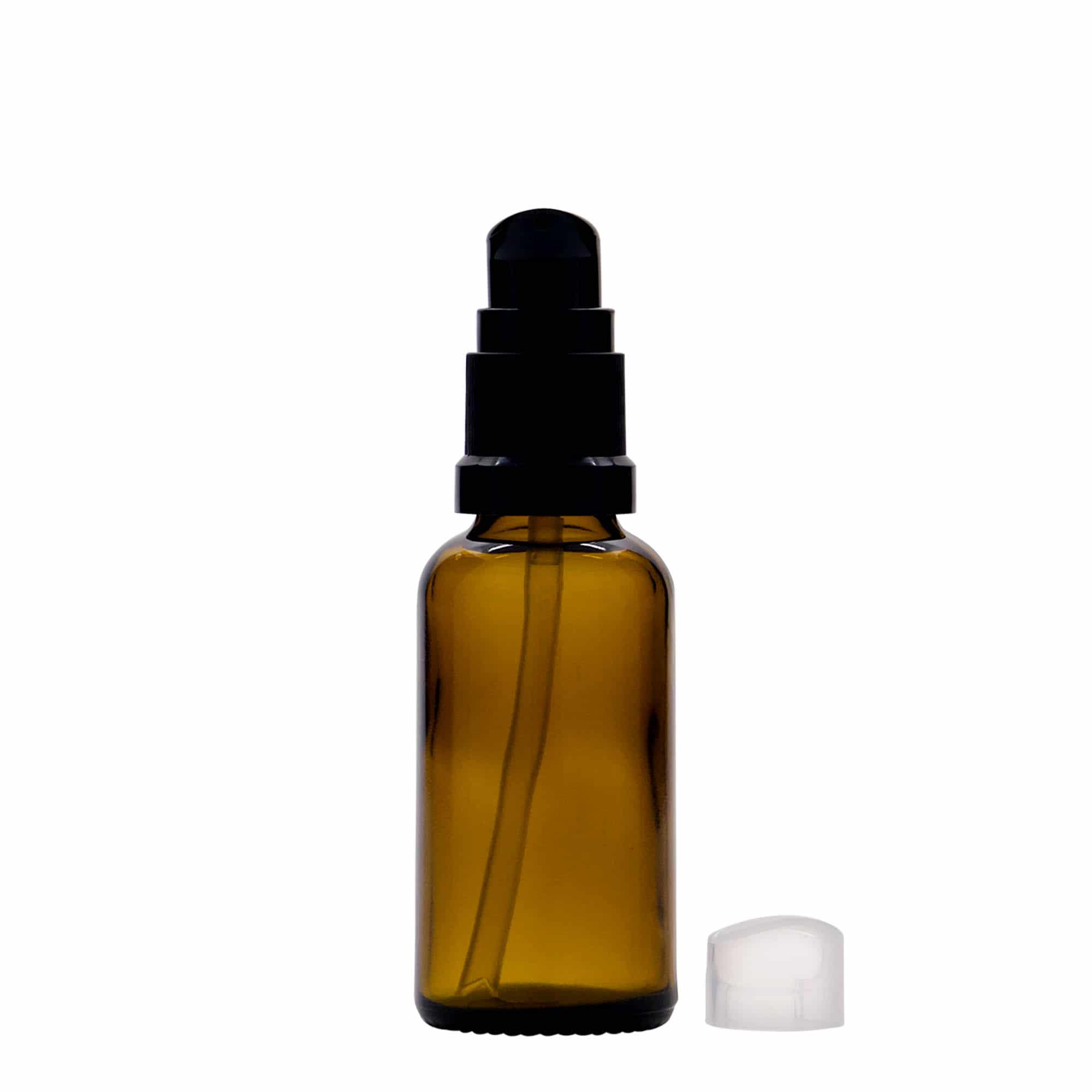 30 ml Medizinflasche mit Lotionspumpe, Glas, braun, Mündung: DIN 18