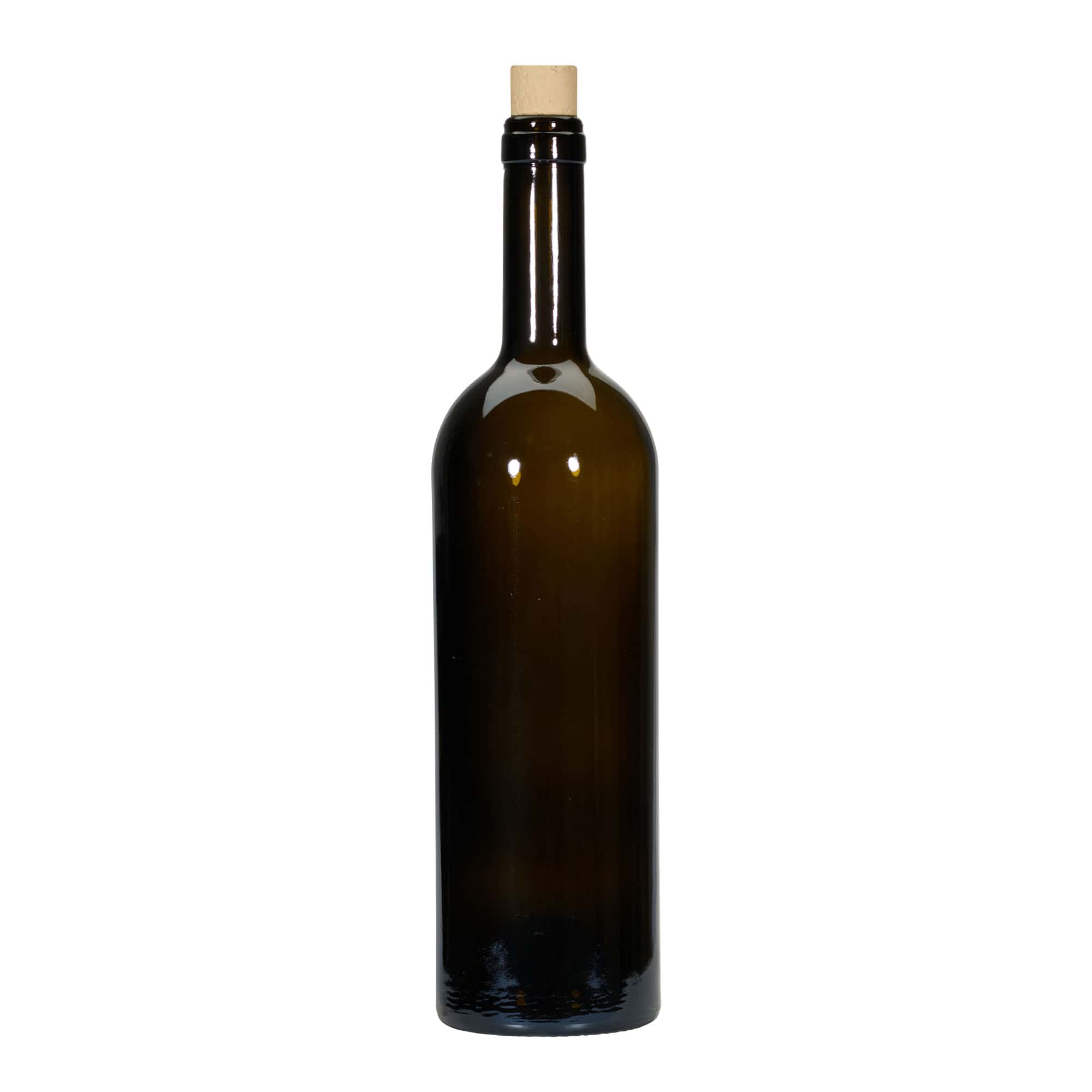 750 ml Weinflasche „Golia“, antikgrün, Mündung: Kork
