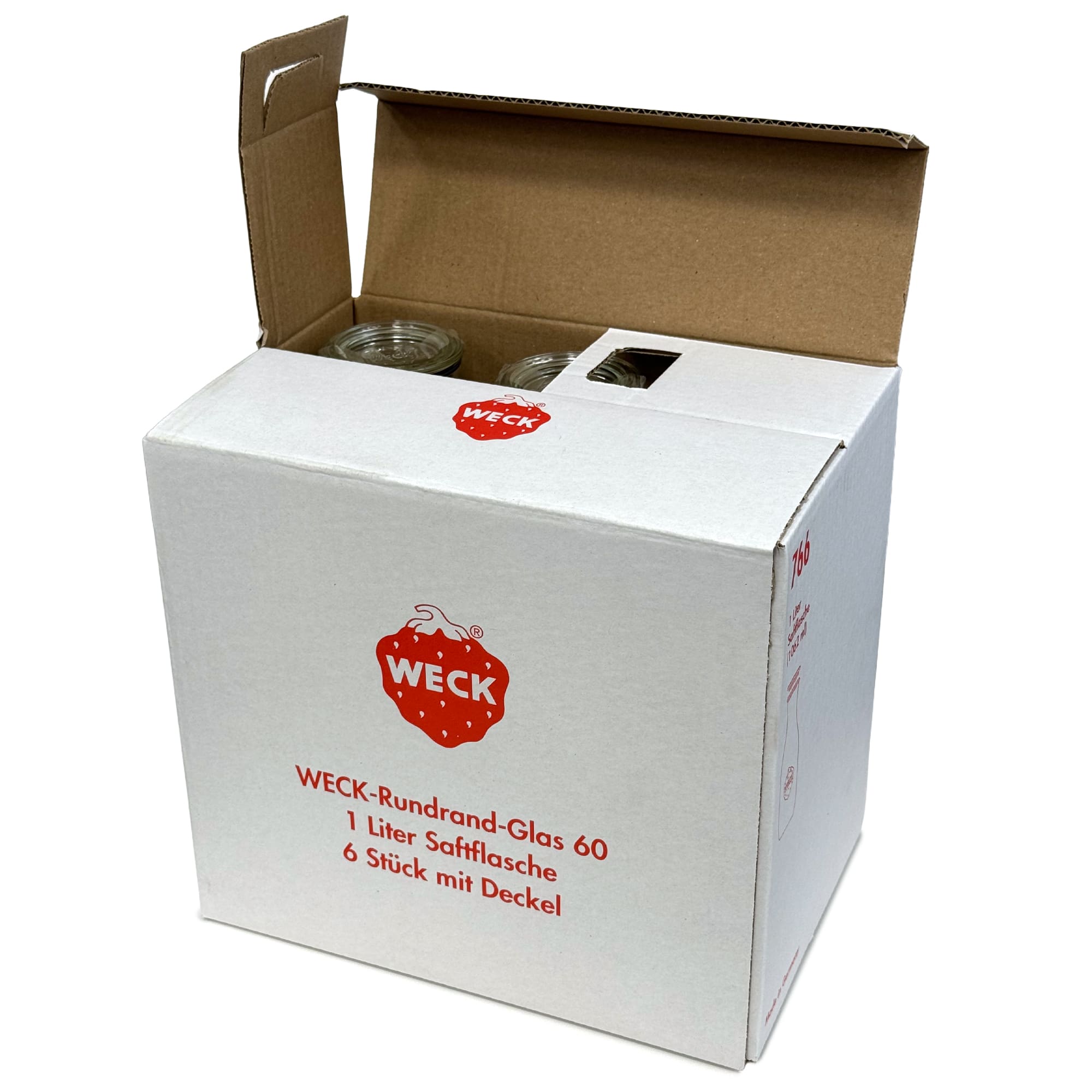 6x 1000 ml WECK-Saftflasche mit Glasdeckel RR 60