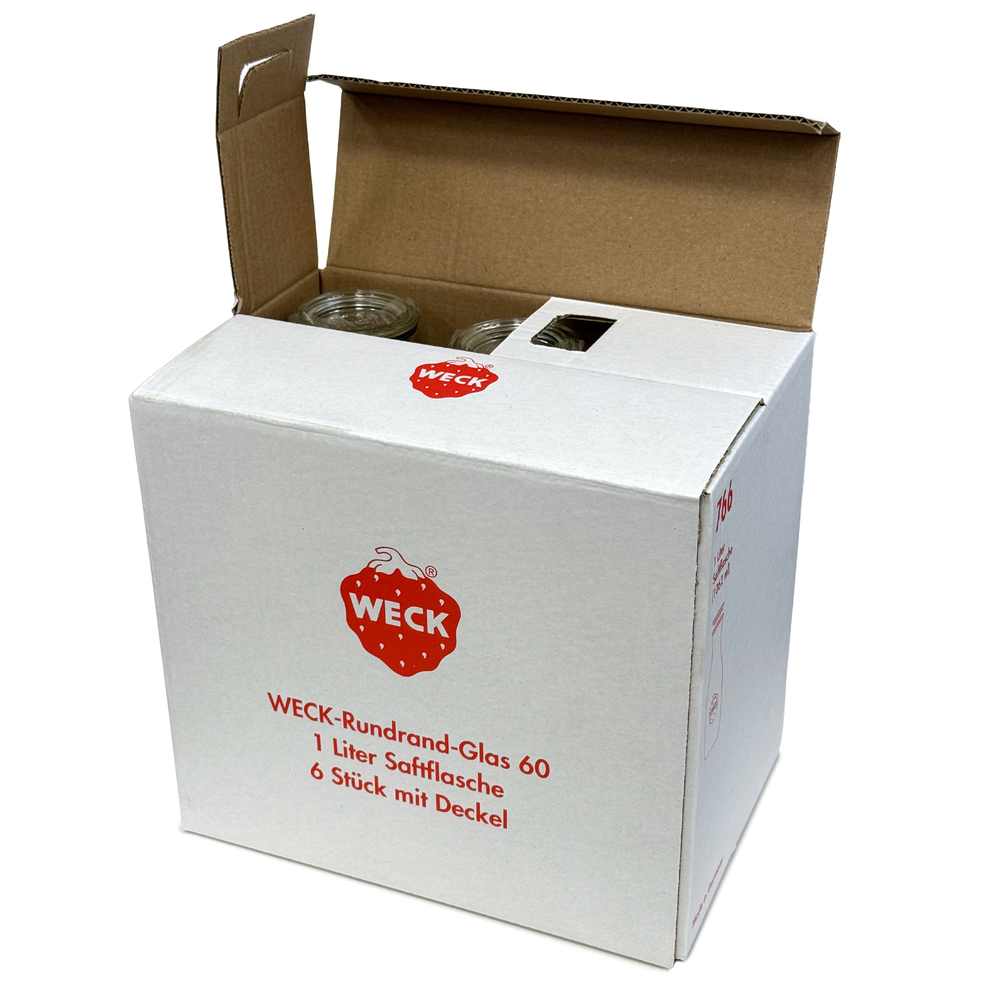 6x 1000 ml WECK-Saftflasche mit Glasdeckel RR 60