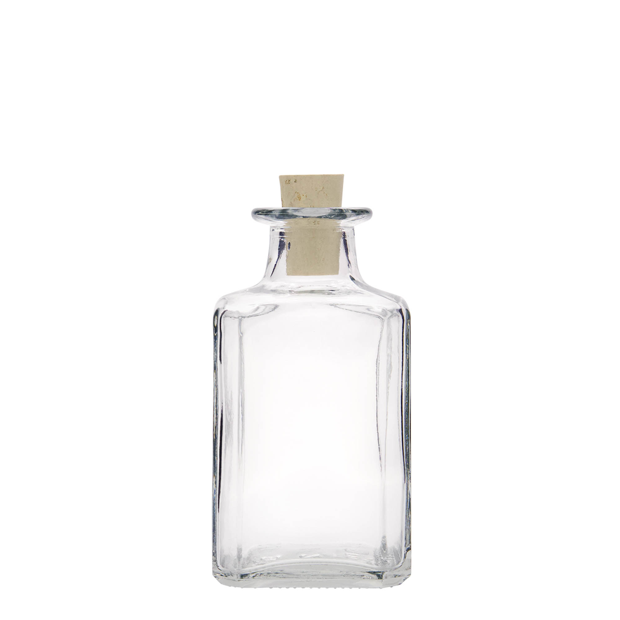 250 ml Glasflasche 'Torben', quadratisch, Mündung: Kork