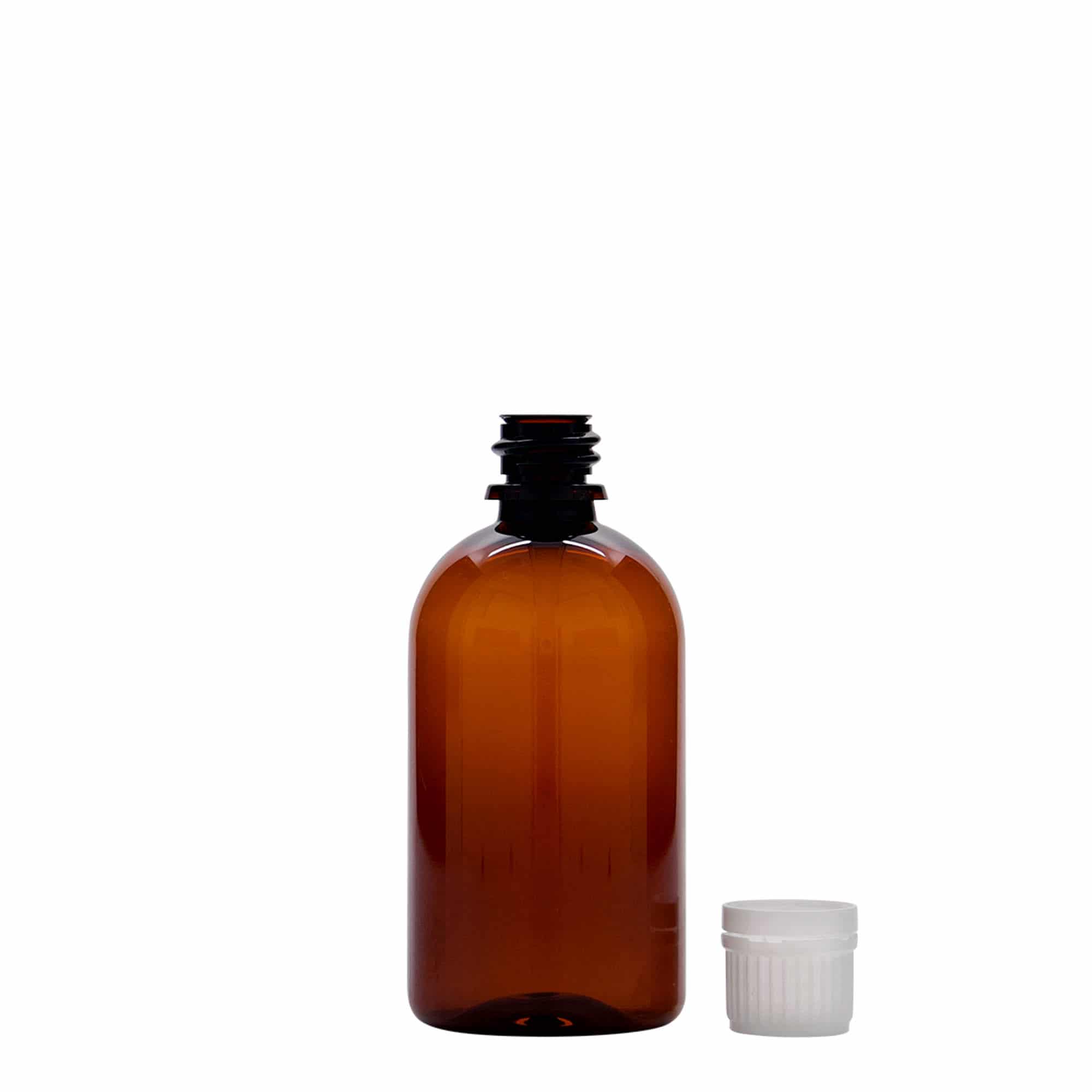 100 ml PET-Medizinflasche 'Easy Living', braun, Kunststoff, Mündung: DIN 18
