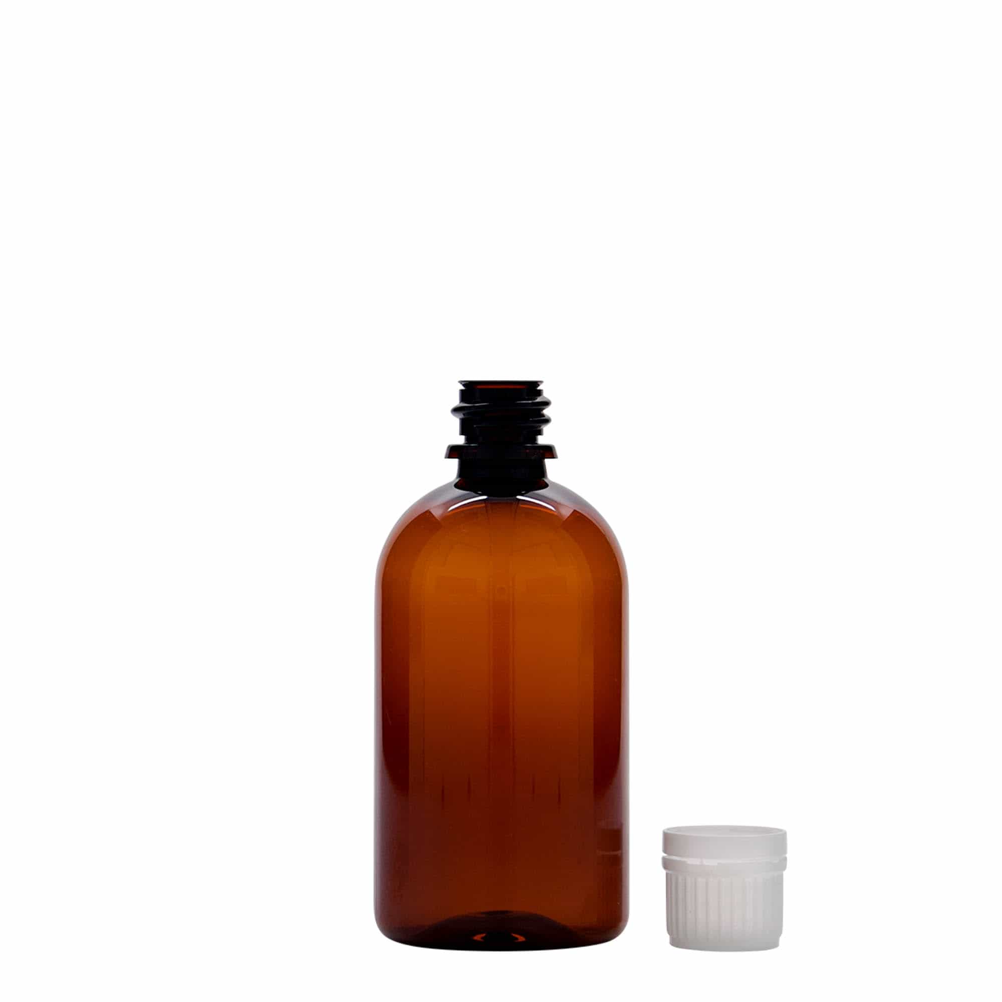 100 ml PET-Medizinflasche 'Easy Living', braun, Kunststoff, Mündung: DIN 18