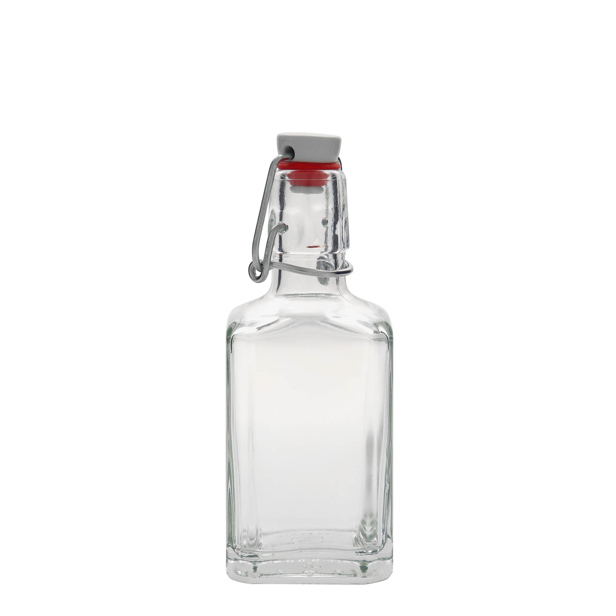 250 ml Glasflasche „Rialto“, quadratisch, Mündung: Bügelverschluss