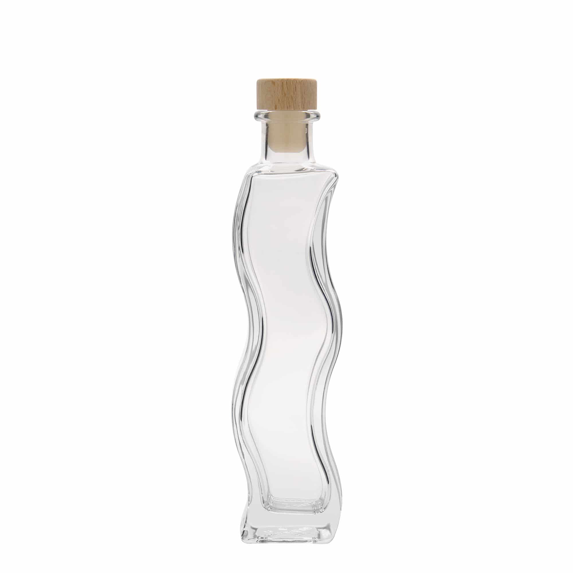 200 ml Glasflasche „Welle“, quadratisch, Mündung: Kork