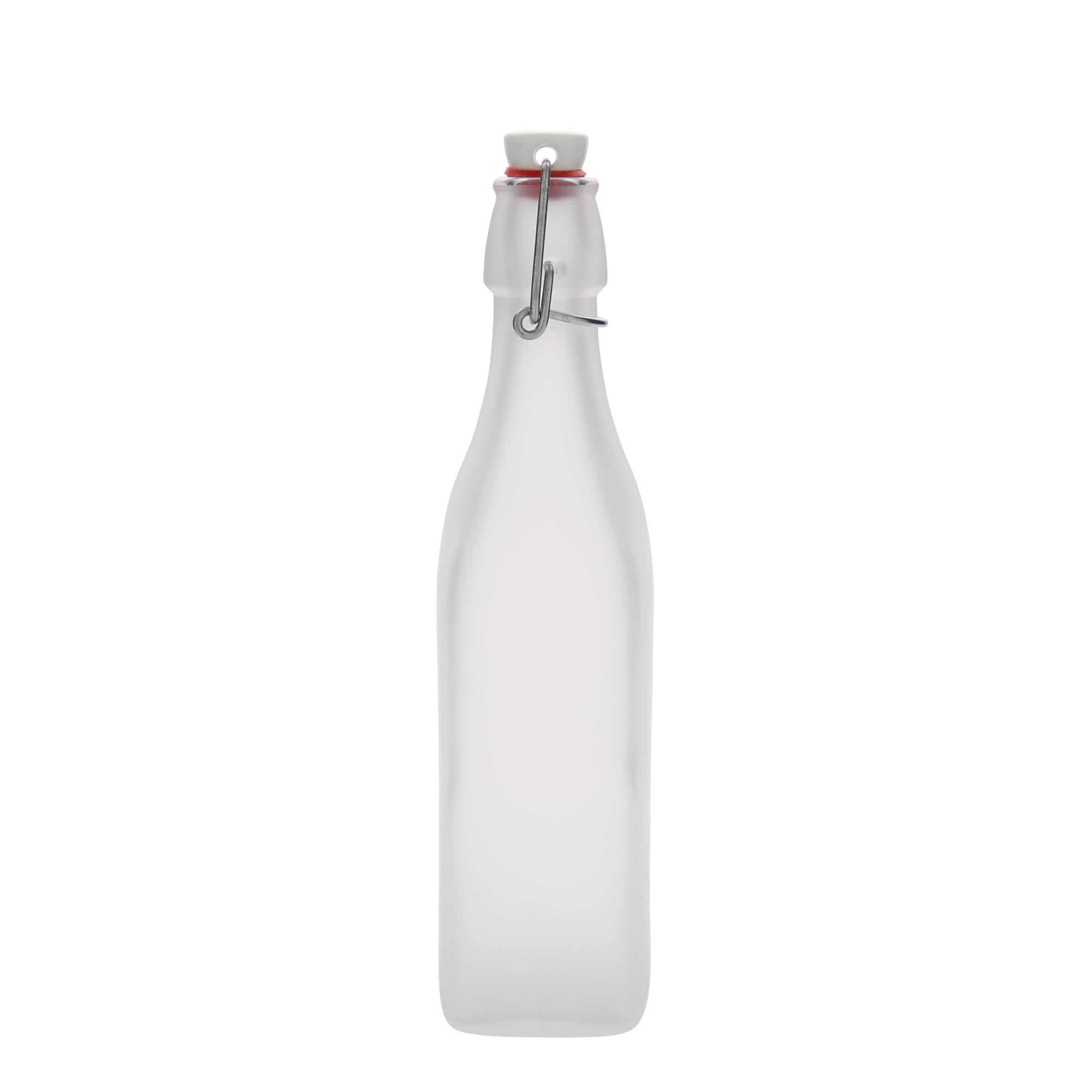 500 ml Glasflasche 'Swing, quadratisch, weiß, Mündung: Bügelverschluss