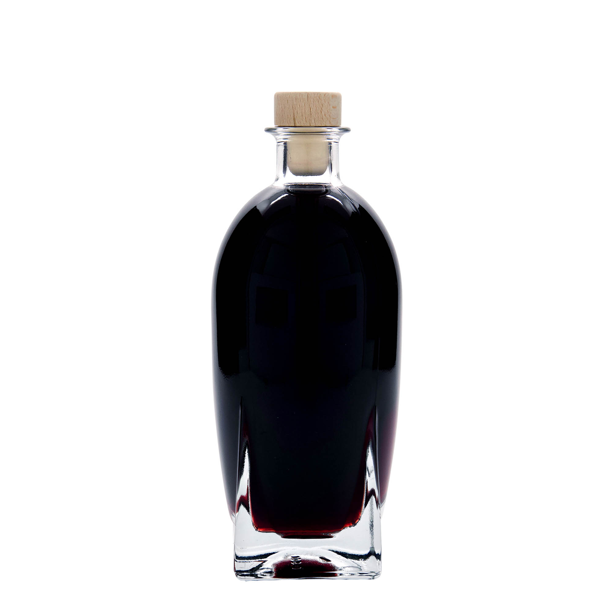 500 ml Glasflasche „Zino“, quadratisch, Mündung: Kork