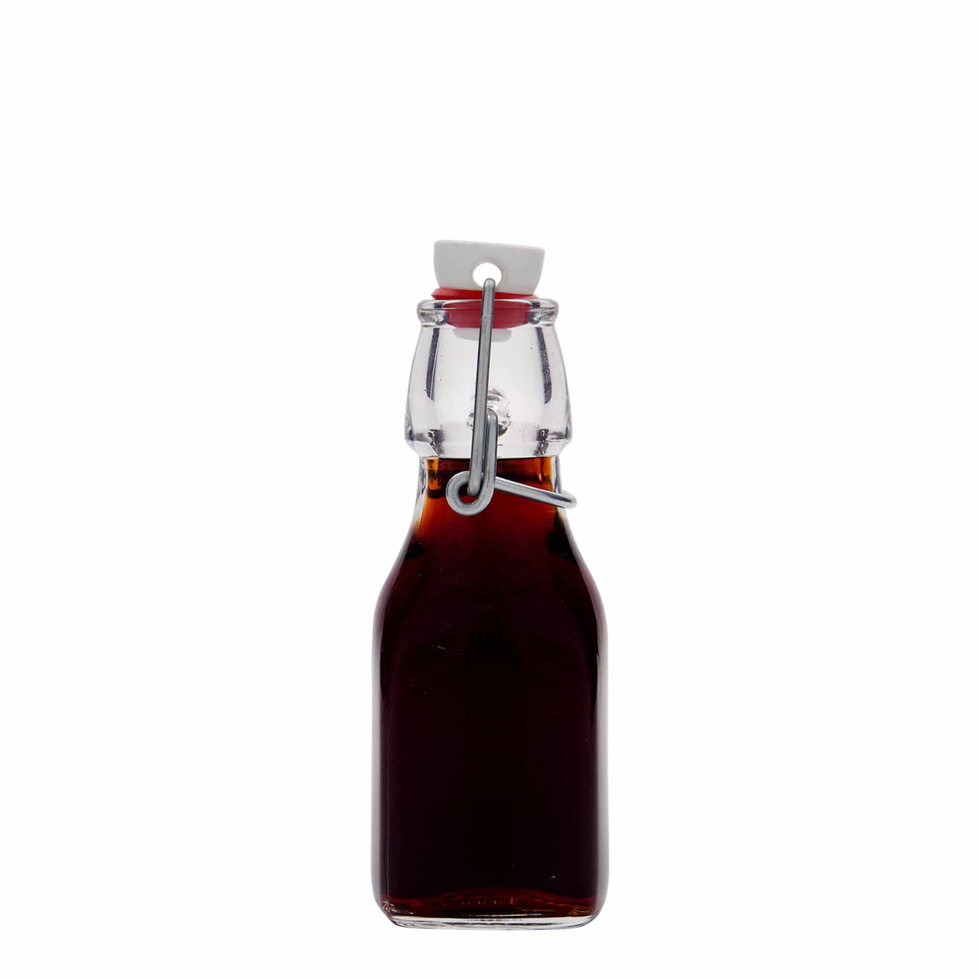 125 ml Glasflasche 'Swing', quadratisch, Mündung: Bügelverschluss