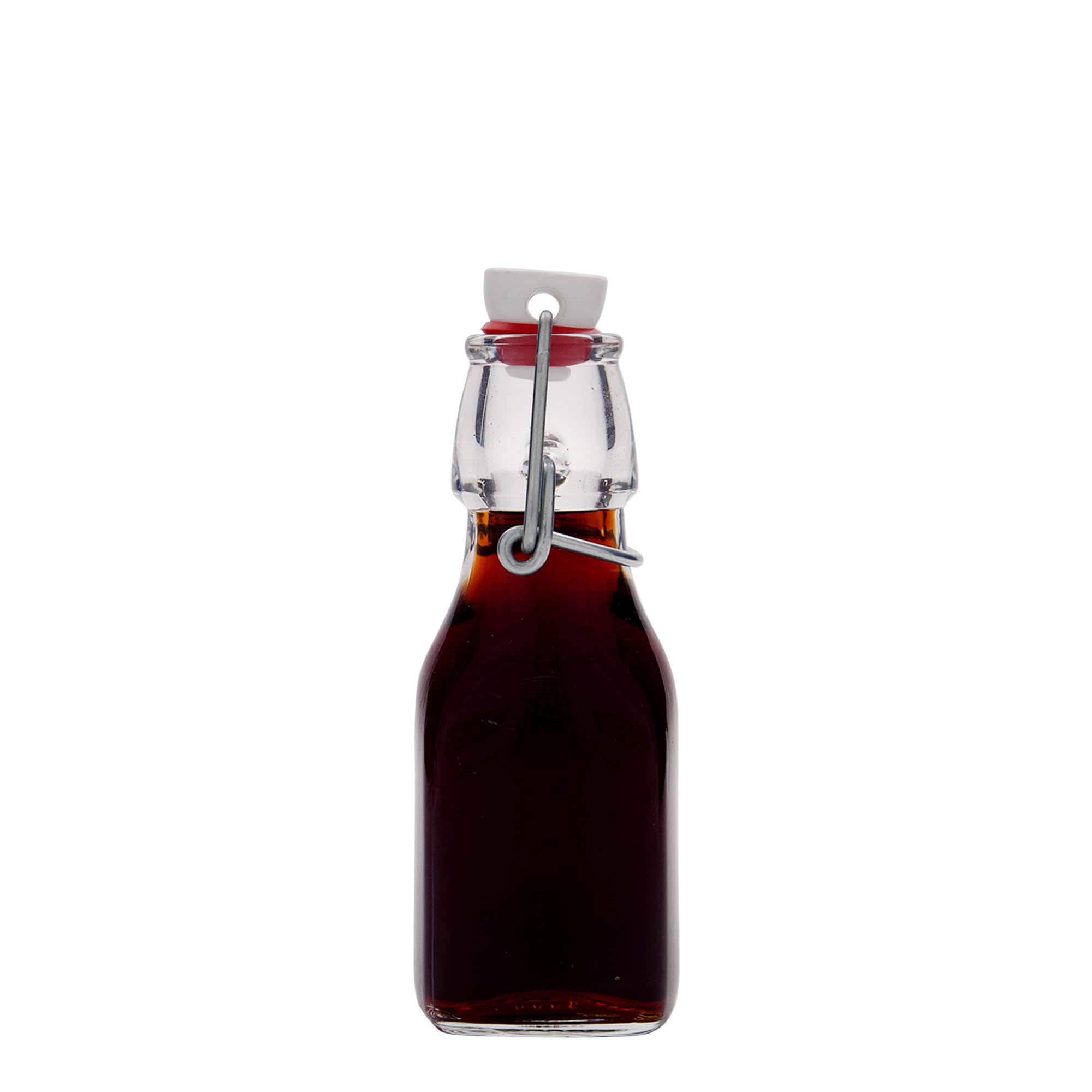 125 ml Glasflasche „Swing“, quadratisch, Mündung: Bügelverschluss