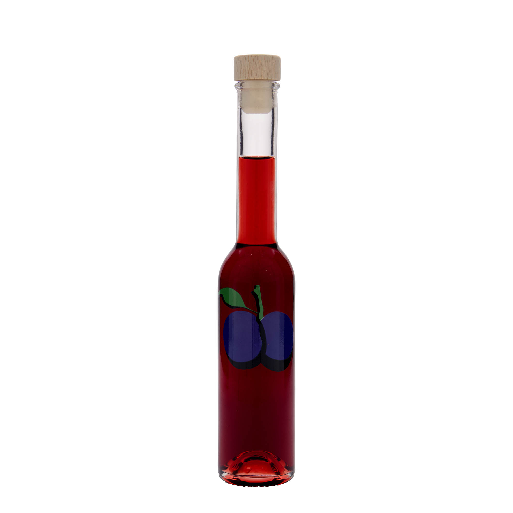 200 ml Glasflasche 'Opera', Motiv: Pflaume, Mündung: Kork 200 ml Glasflasche 'Opera', Motiv: Pflaume, Mündung: Kork