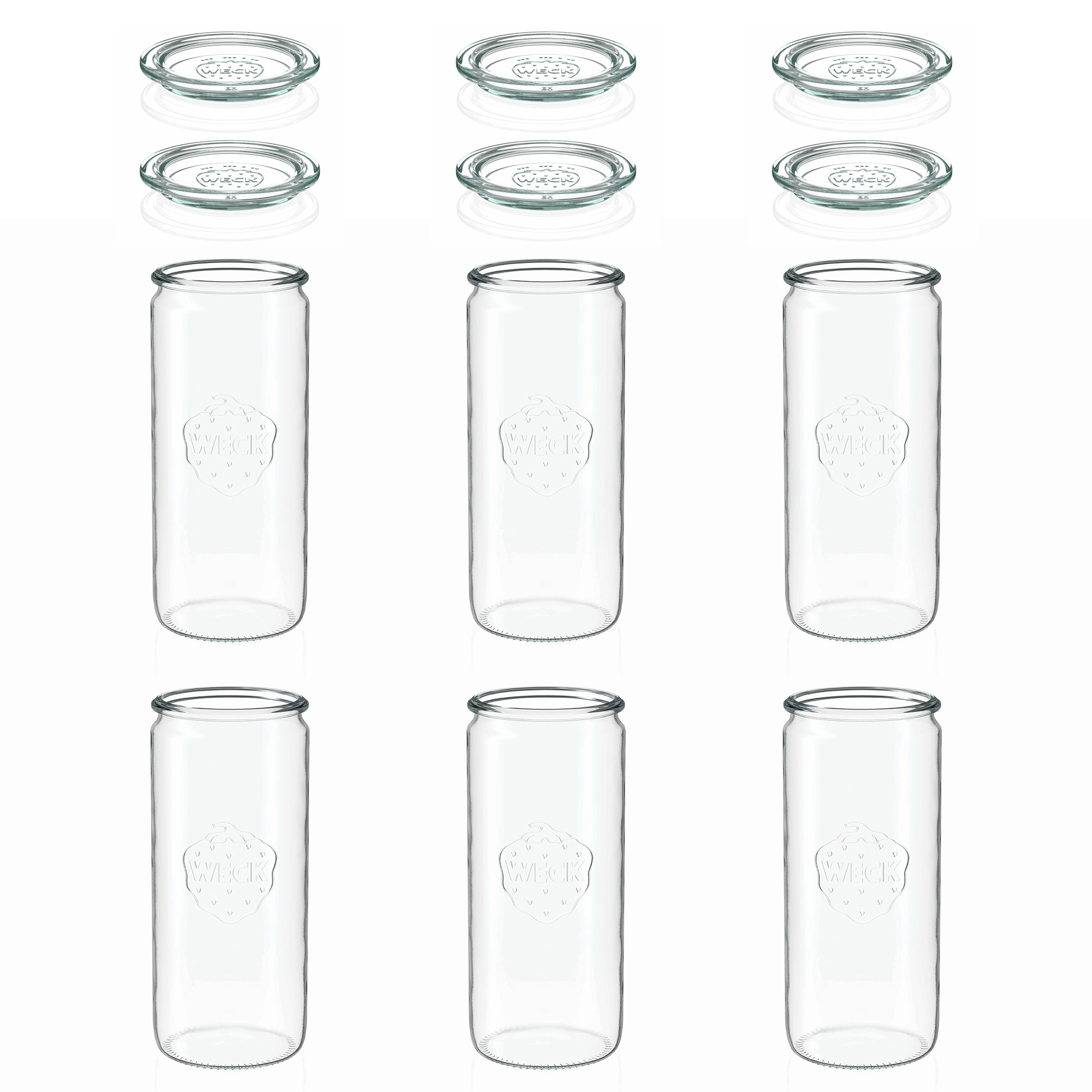 6x 1040 ml WECK-Zylinderglas mit Glasdeckel RR 80