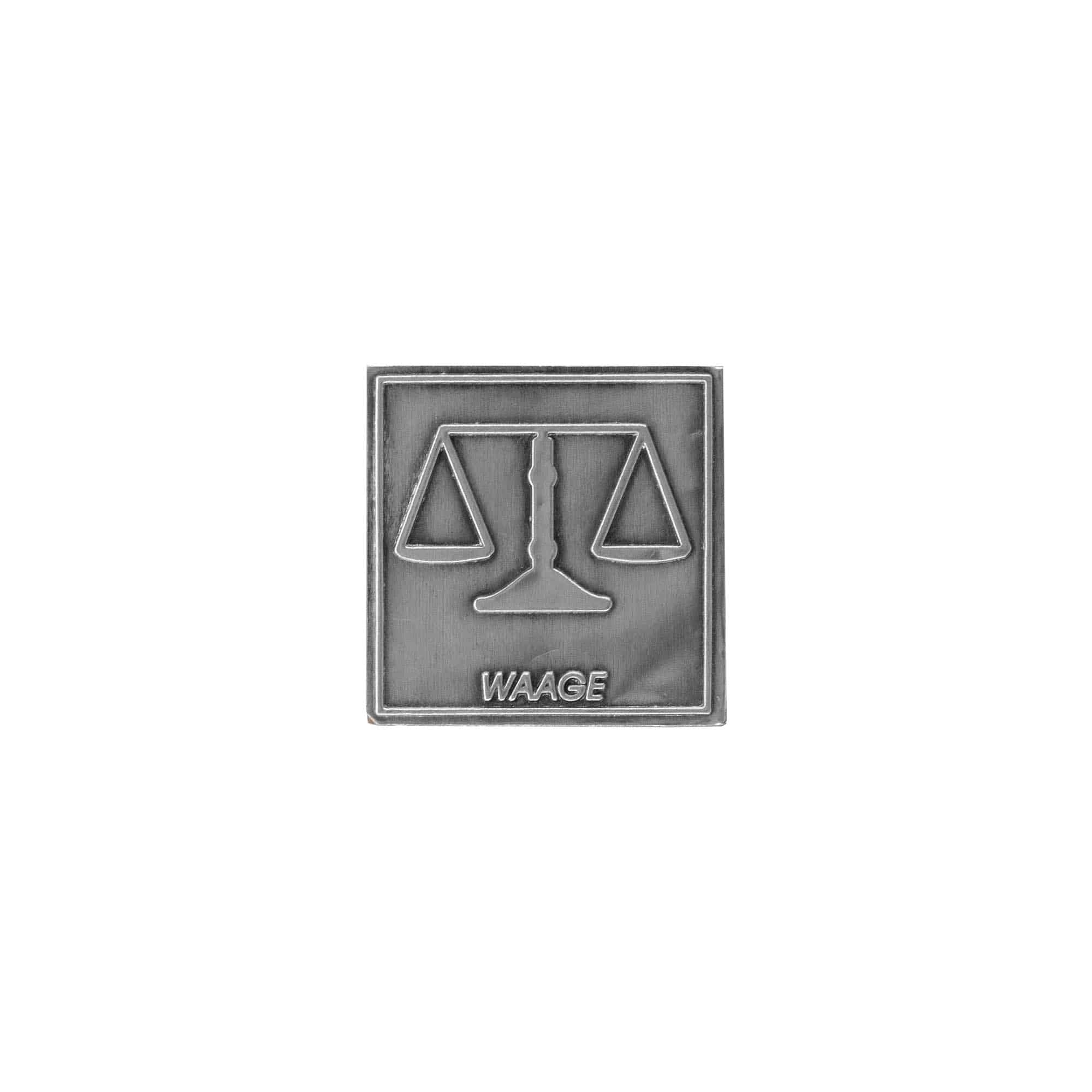 Zinnetikett 'Waage', quadratisch, Metall, silber Zinnetikett 'Waage', quadratisch, Metall, silber