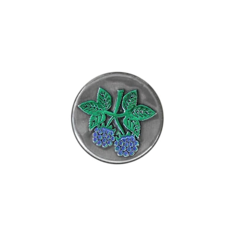 Zinnetikett 'Brombeere', rund, Metall, silber