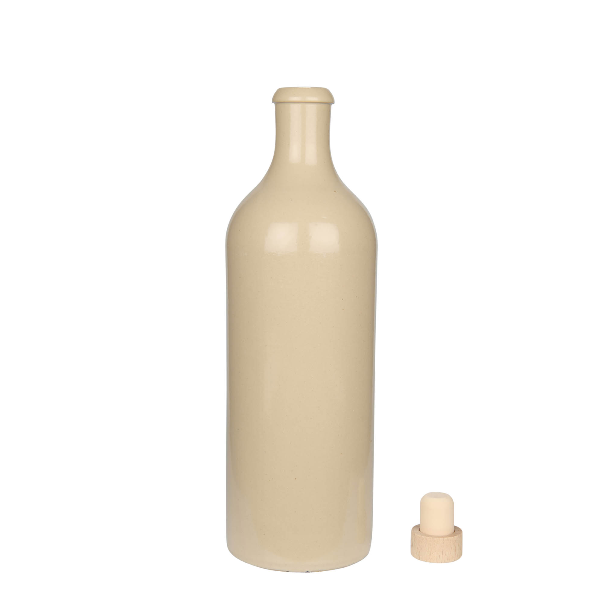 750 ml Tonkrug, Steinzeug, beige, Mündung: Kork