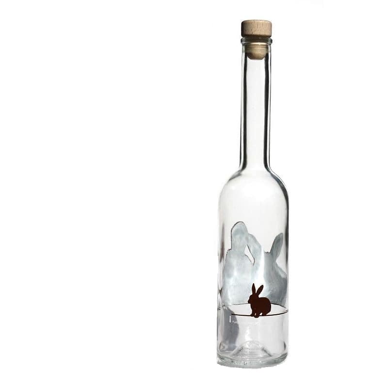 500 ml Glasflasche „Opera“, Motiv: Kaninchen, Mündung: Kork