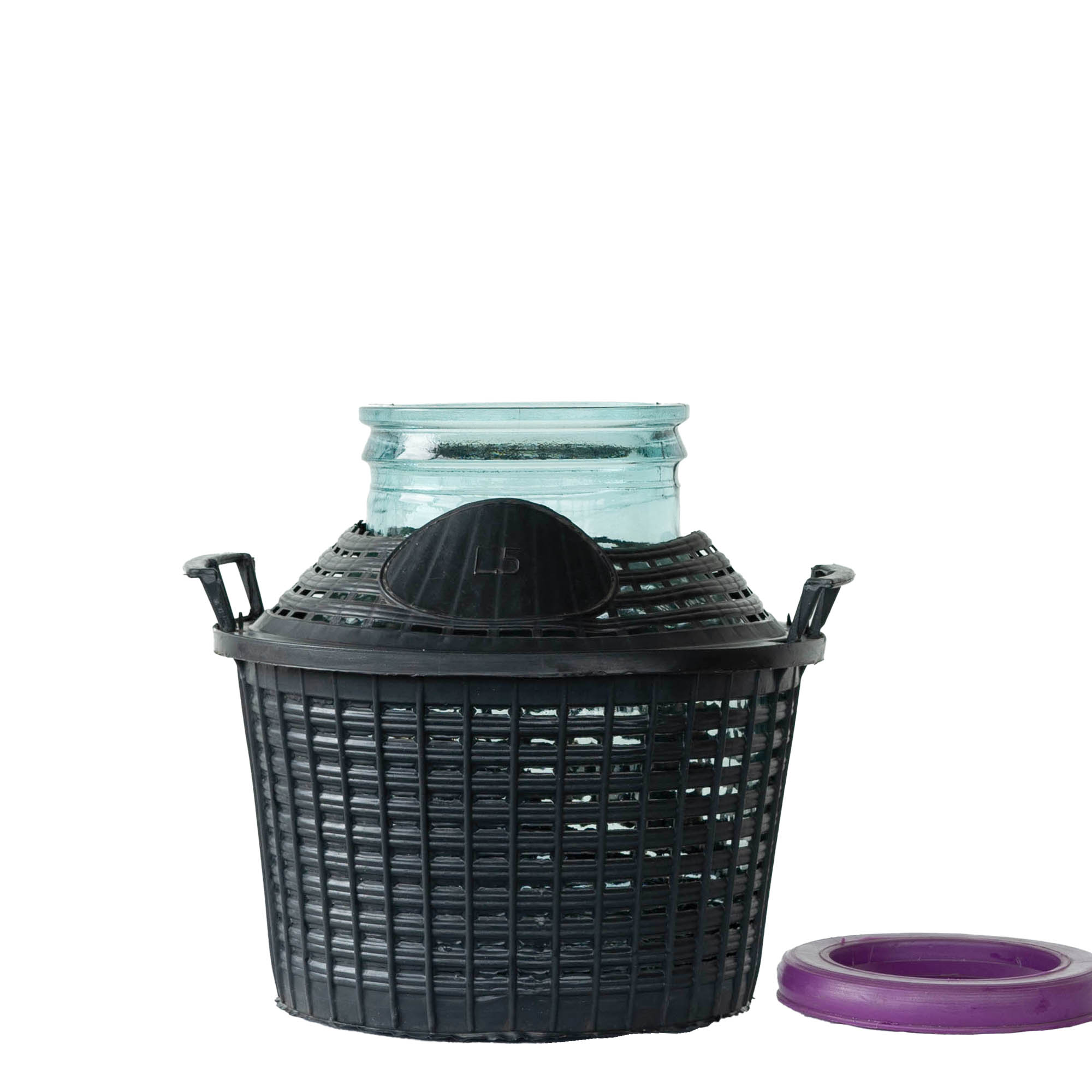 5 l Ballonflasche Weithals, Glas, Mündung: Stülpdeckel