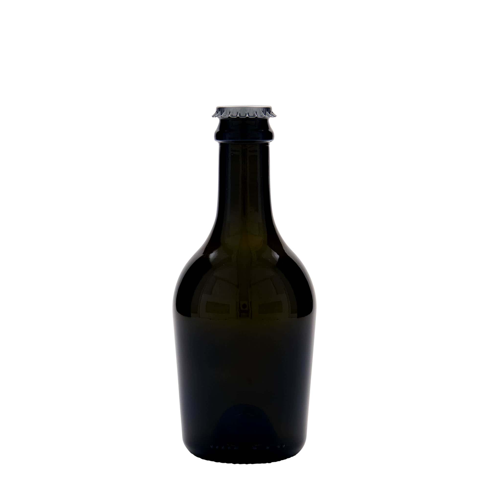 330 ml Bier-/Sektflasche „Butterfly“, Glas, antikgrün, Mündung: Kronkorken