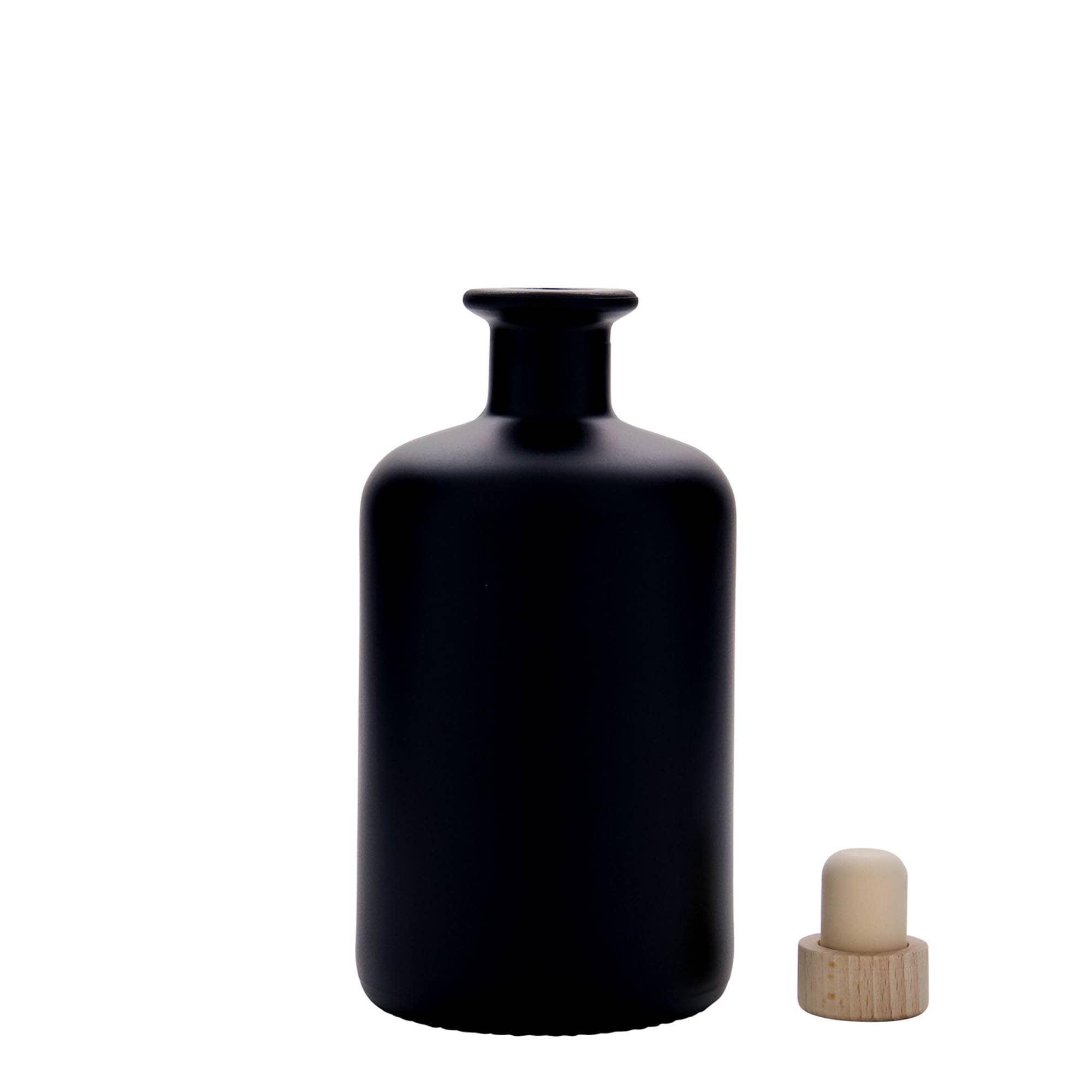 500 ml Glasflasche Apotheker, schwarz, Mündung: Kork