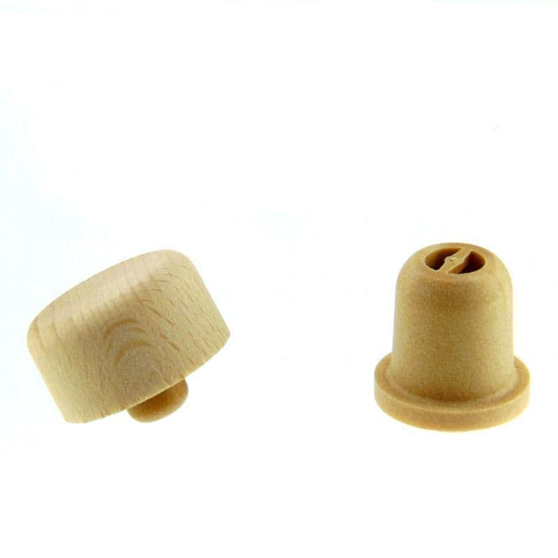 Griffkorken mit Dosieröffnung 19 mm, Kunststoff-Holz, mehrfarbig, für Mündung: Kork