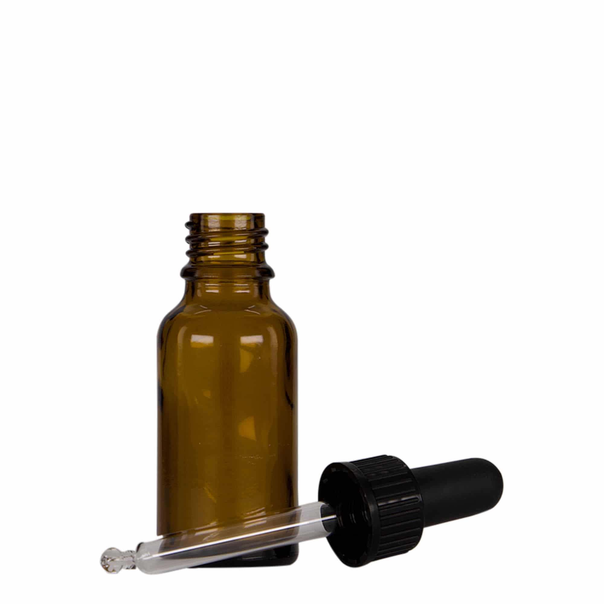 20 ml Pipettenflasche Medizin, Glas, braun-schwarz, Mündung: DIN 18