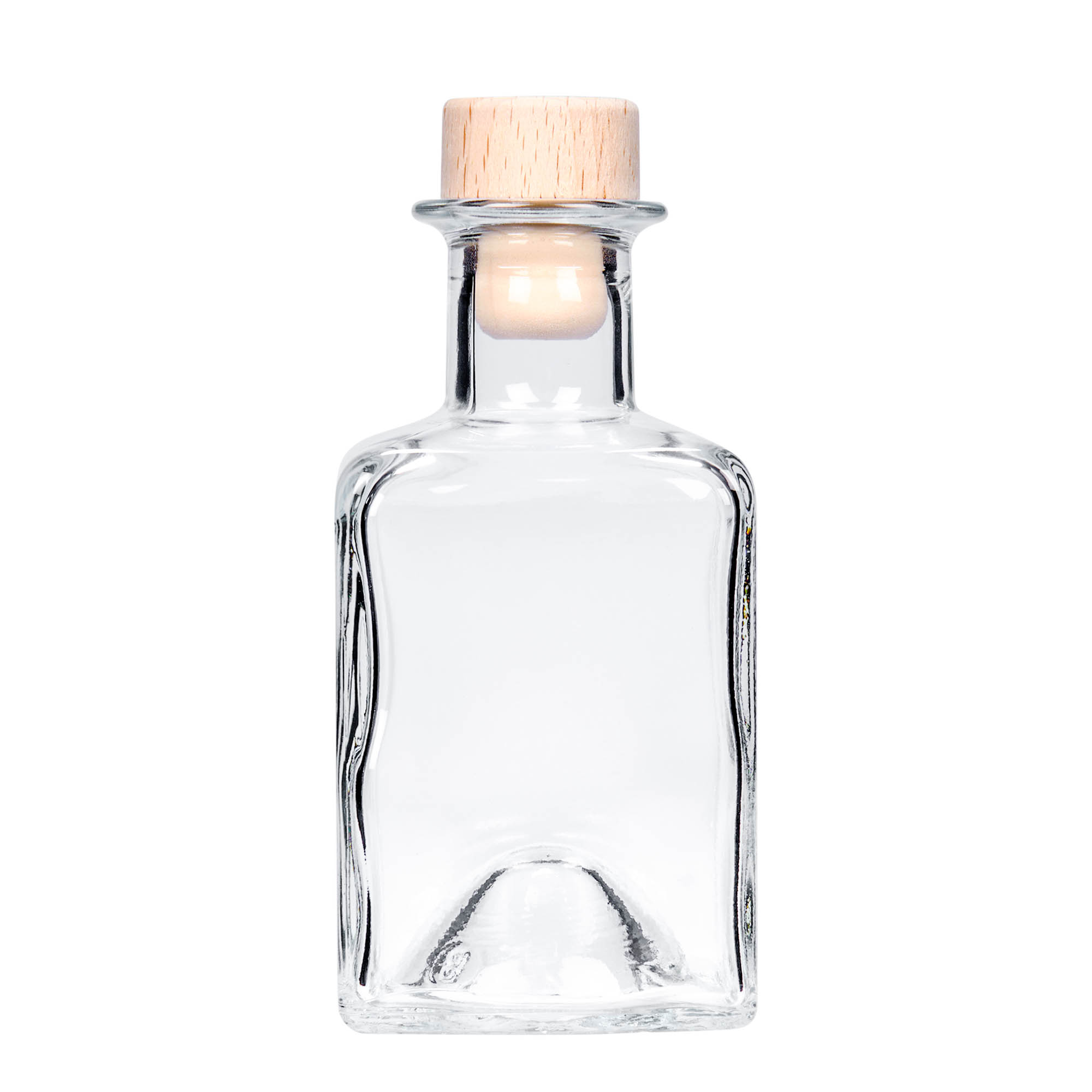 200 ml Glasflasche „Kubica“, quadratisch, Mündung: Kork