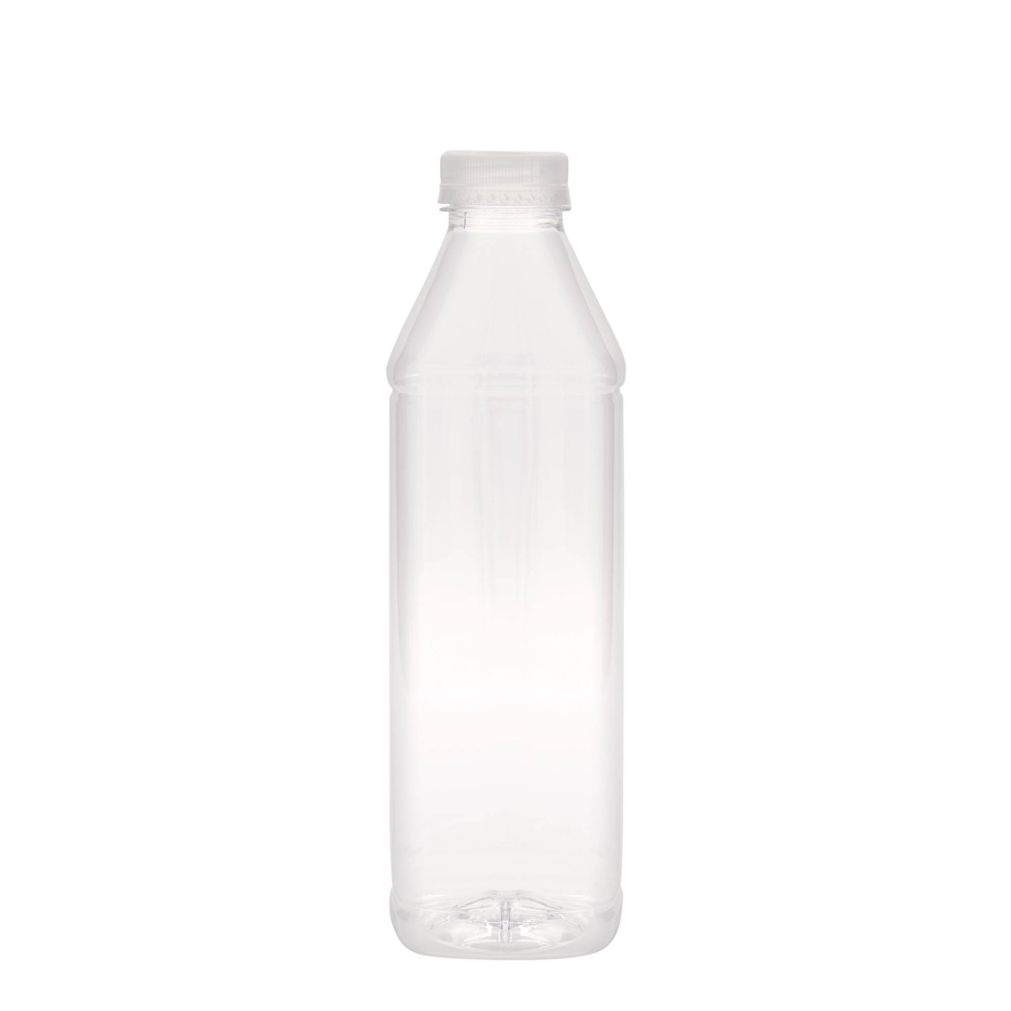 1.000 ml PET-Flasche 'Milk and Juice Carré', quadratisch, Kunststoff, Mündung: 38 mm 1.000 ml PET-Flasche 'Milk and Juice Carré', quadratisch, Kunststoff, Mündung: 38 mm