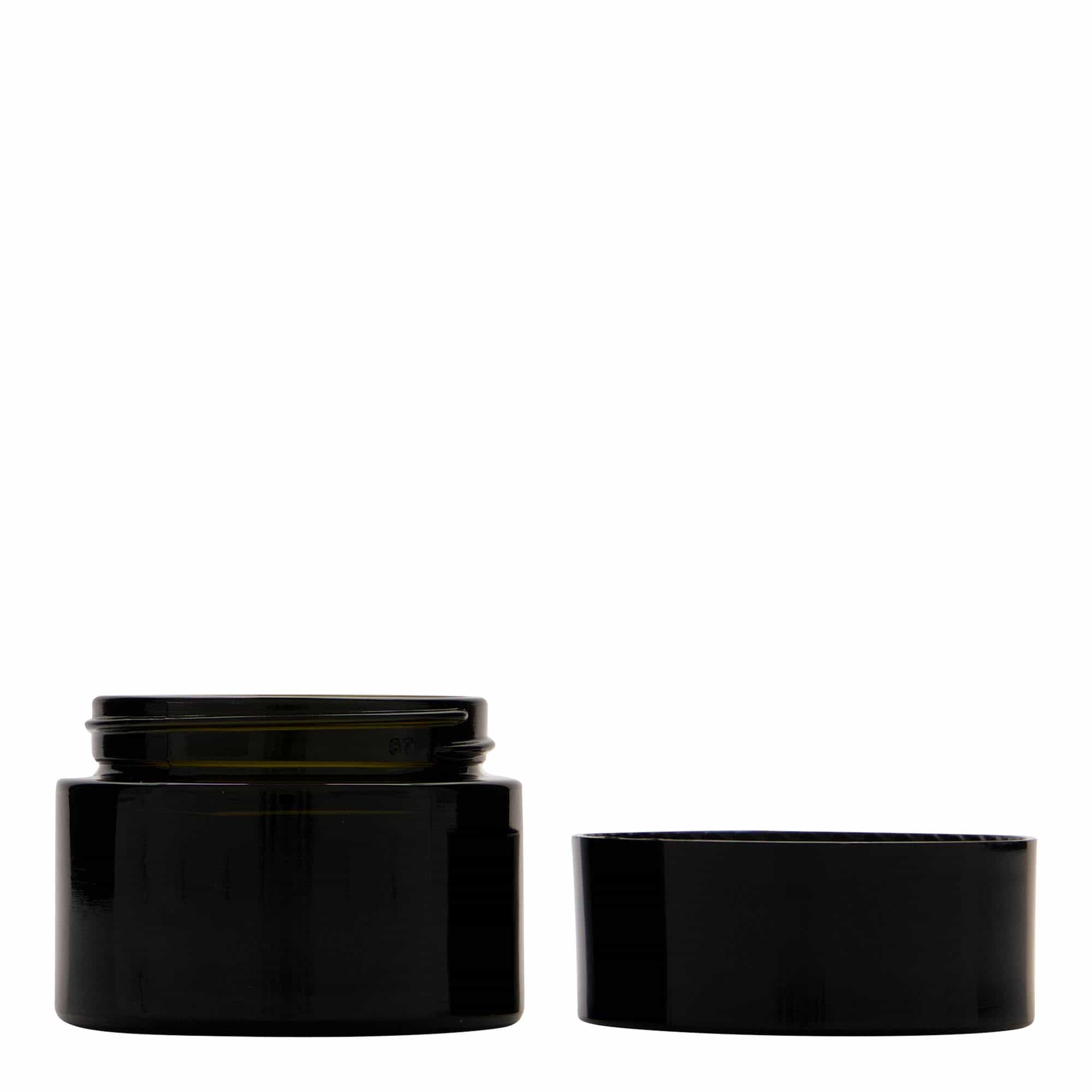 50 ml Recycling-Tiegel 'Floria', Glas, antikgrün, Mündung: 58/400
