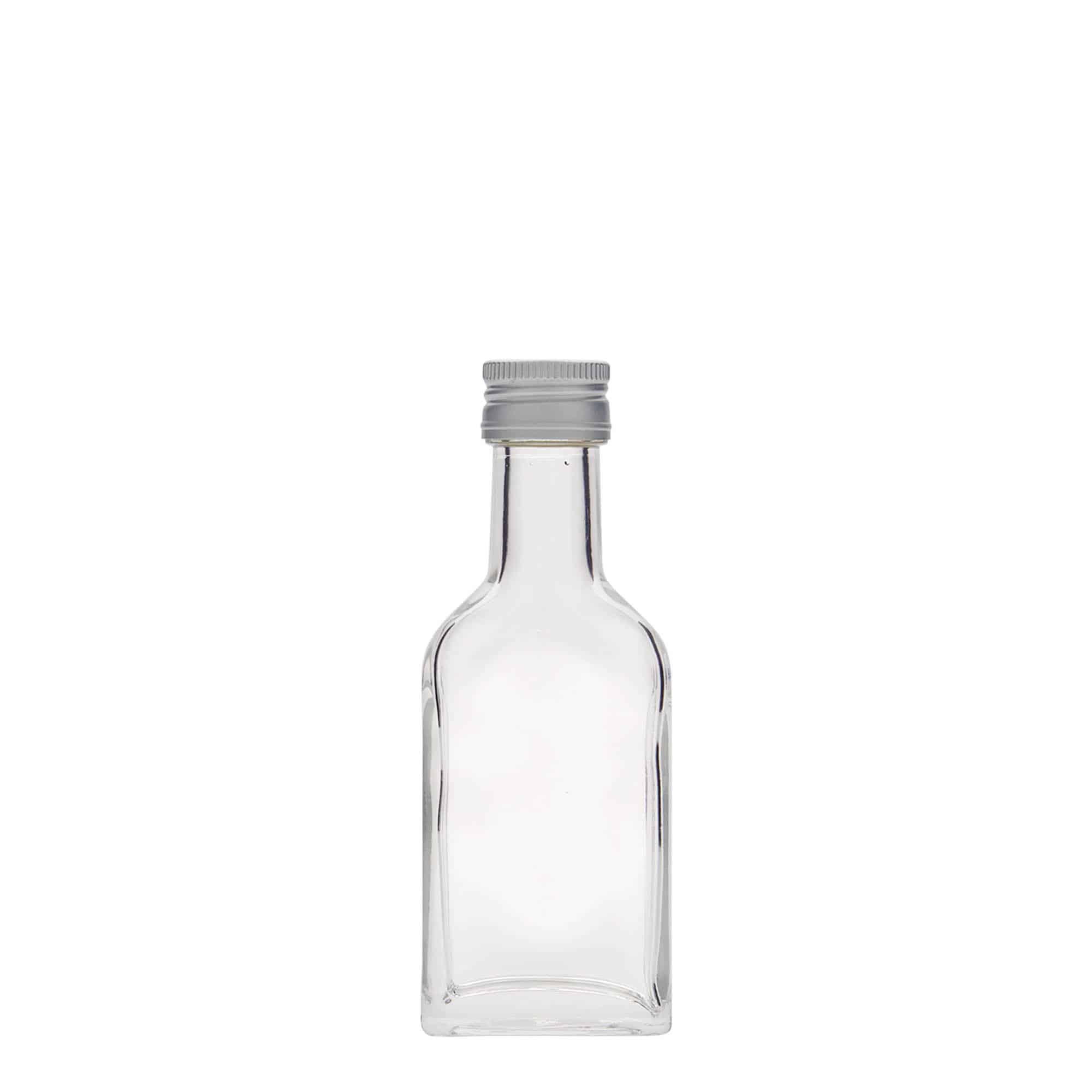 40 ml Taschenflasche Langhals, rechteckig, Glas, Mündung: PP 22