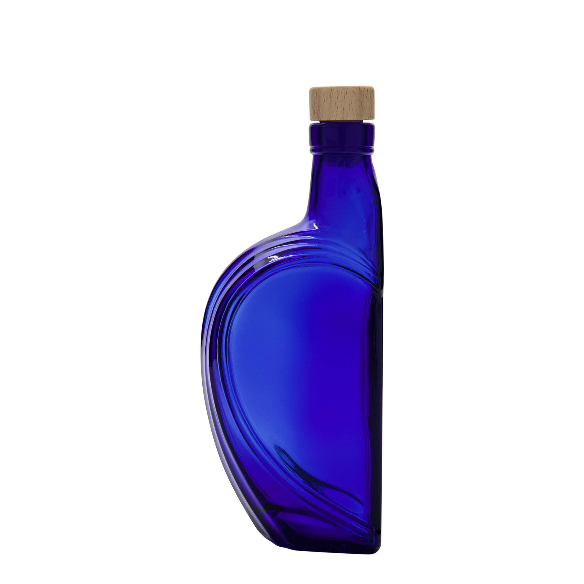375 ml Glasflasche „Sweethearts“, rechteckig, royalblau, Mündung: Kork