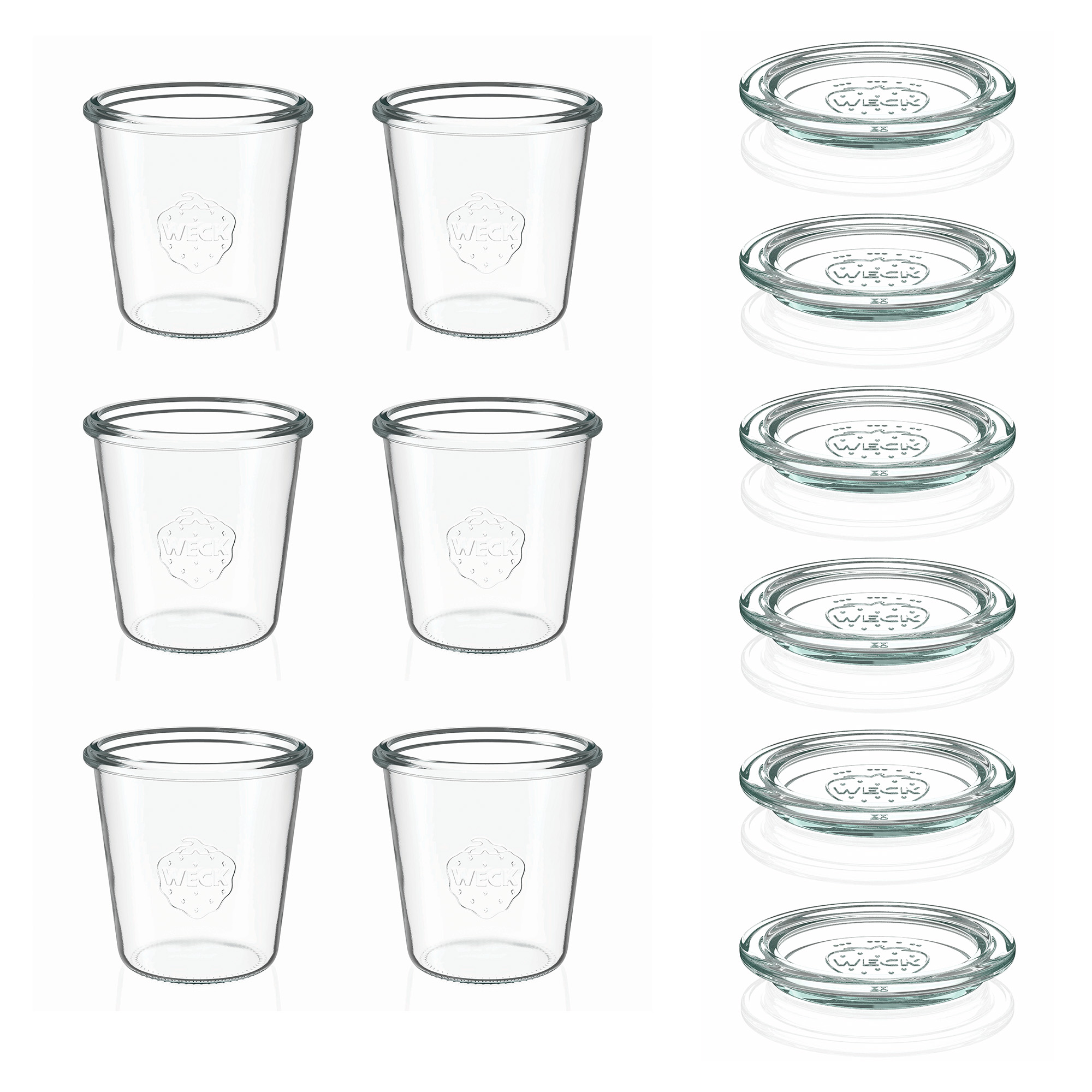 6x 290 ml WECK-Sturzglas hoch mit Glasdeckel RR 80