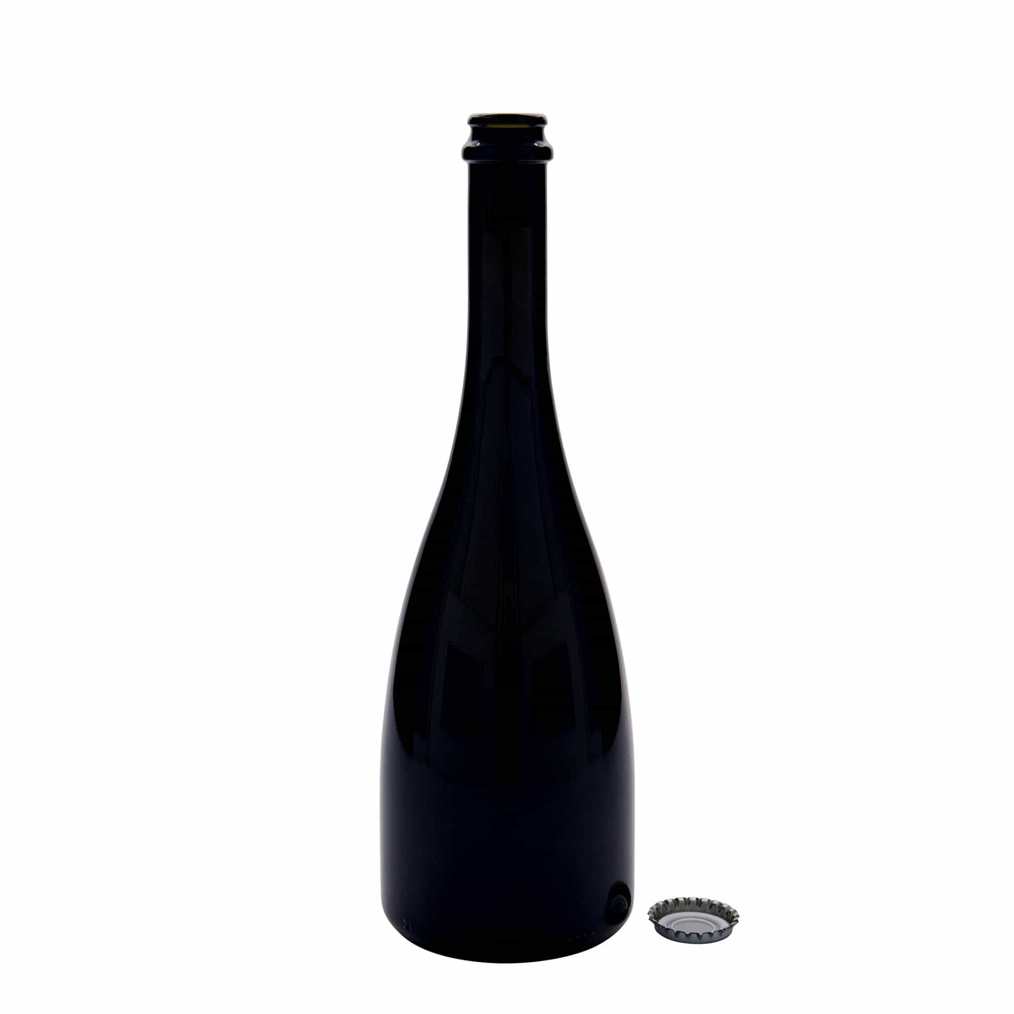 750 ml Bier-/Sektflasche 'Tosca', Glas, antikgrün, Mündung: Kronkorken