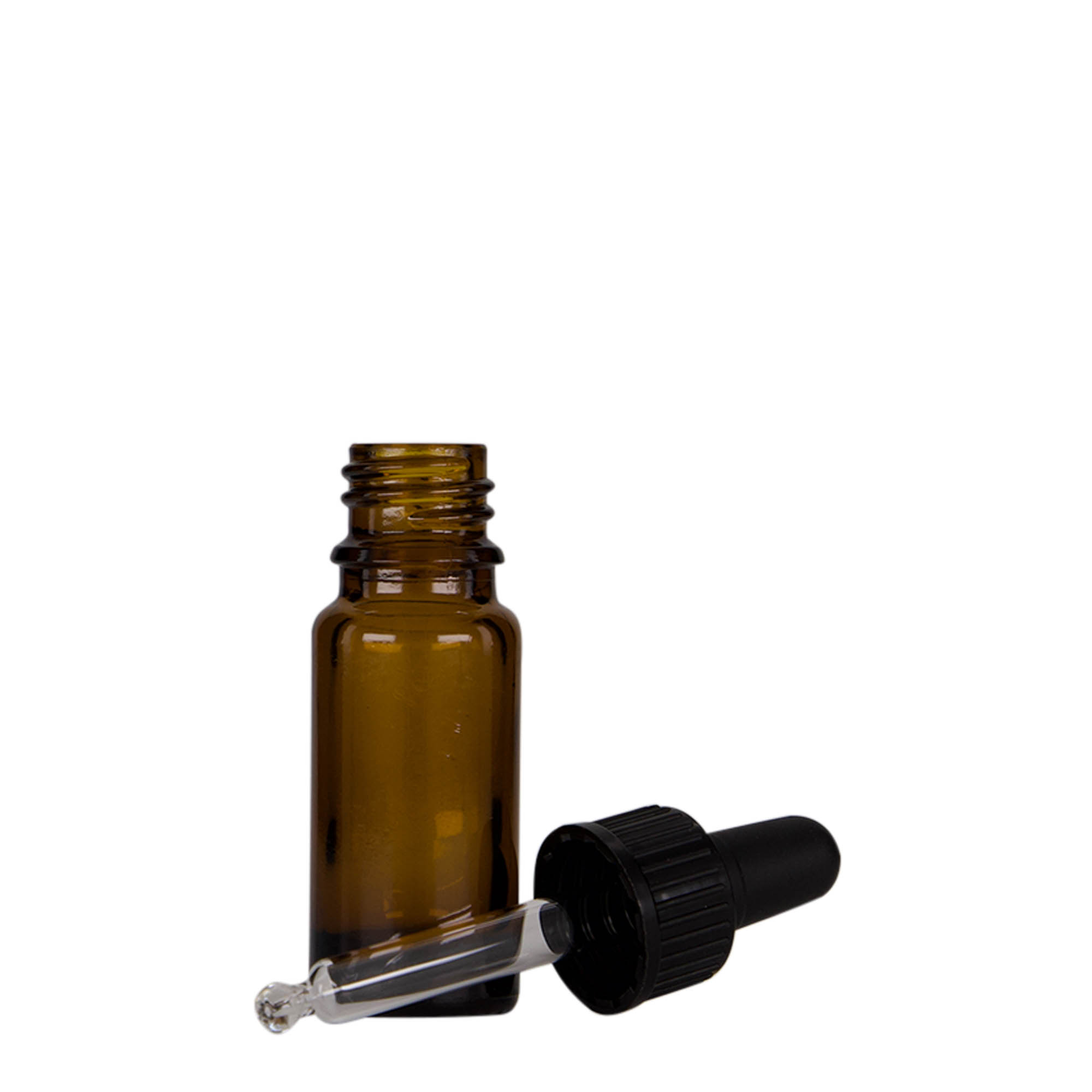 10 ml Pipettenflasche Medizin, Glas, braun-schwarz, Mündung: DIN 18