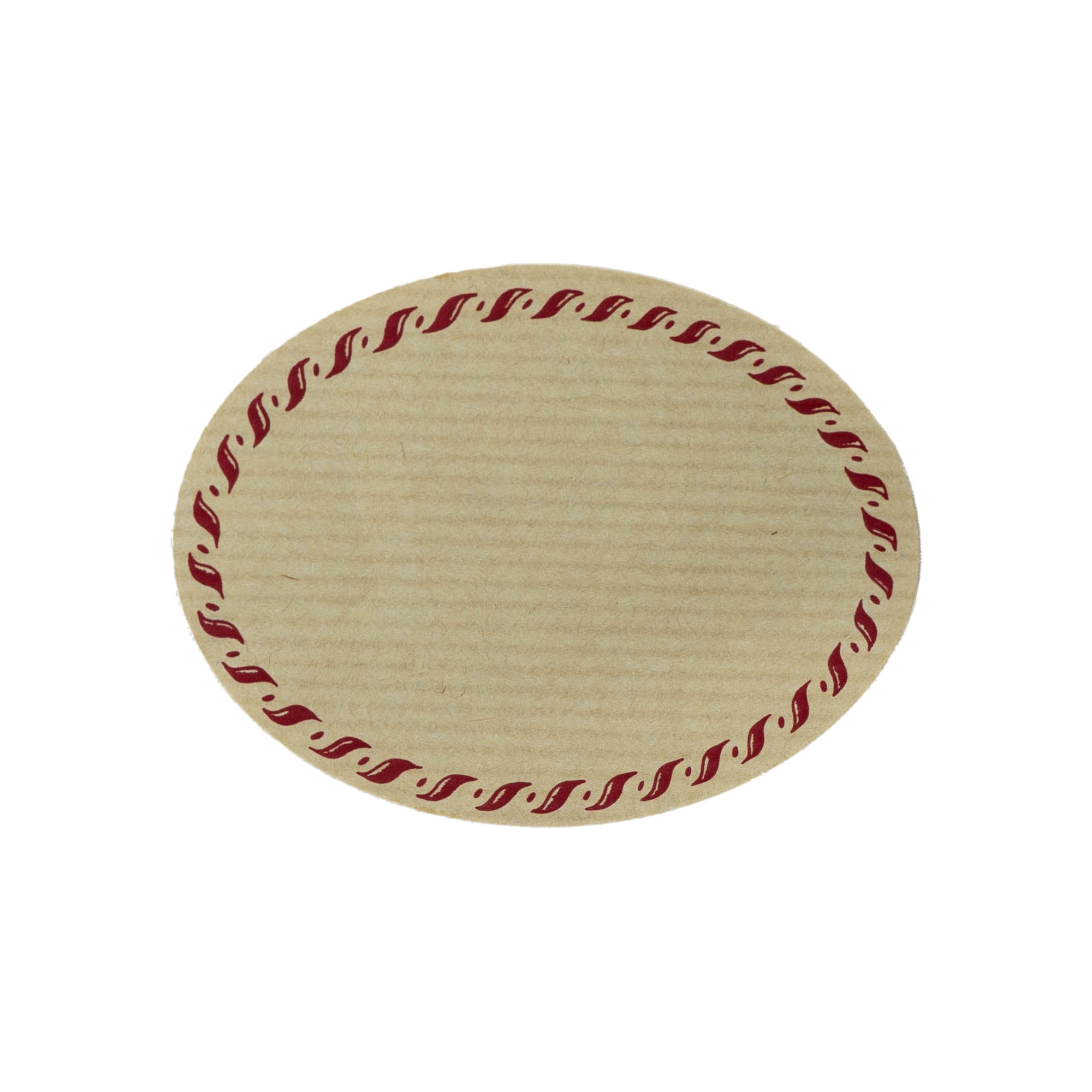 Großes Naturetikett „Kordelrand“, oval, Papier, rot-braun