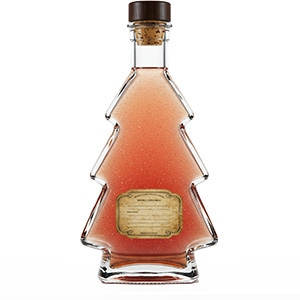 Tannenbaumflasche Produktbeispiel: gefüllte Tannenbaumflasche mit Logodesign