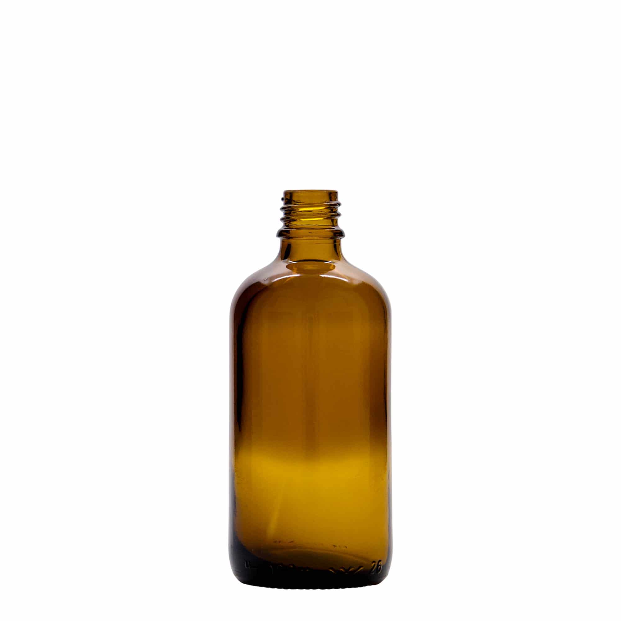 100 ml Pipettenflasche Medizin, Glas, braun-rot, Mündung: DIN 18