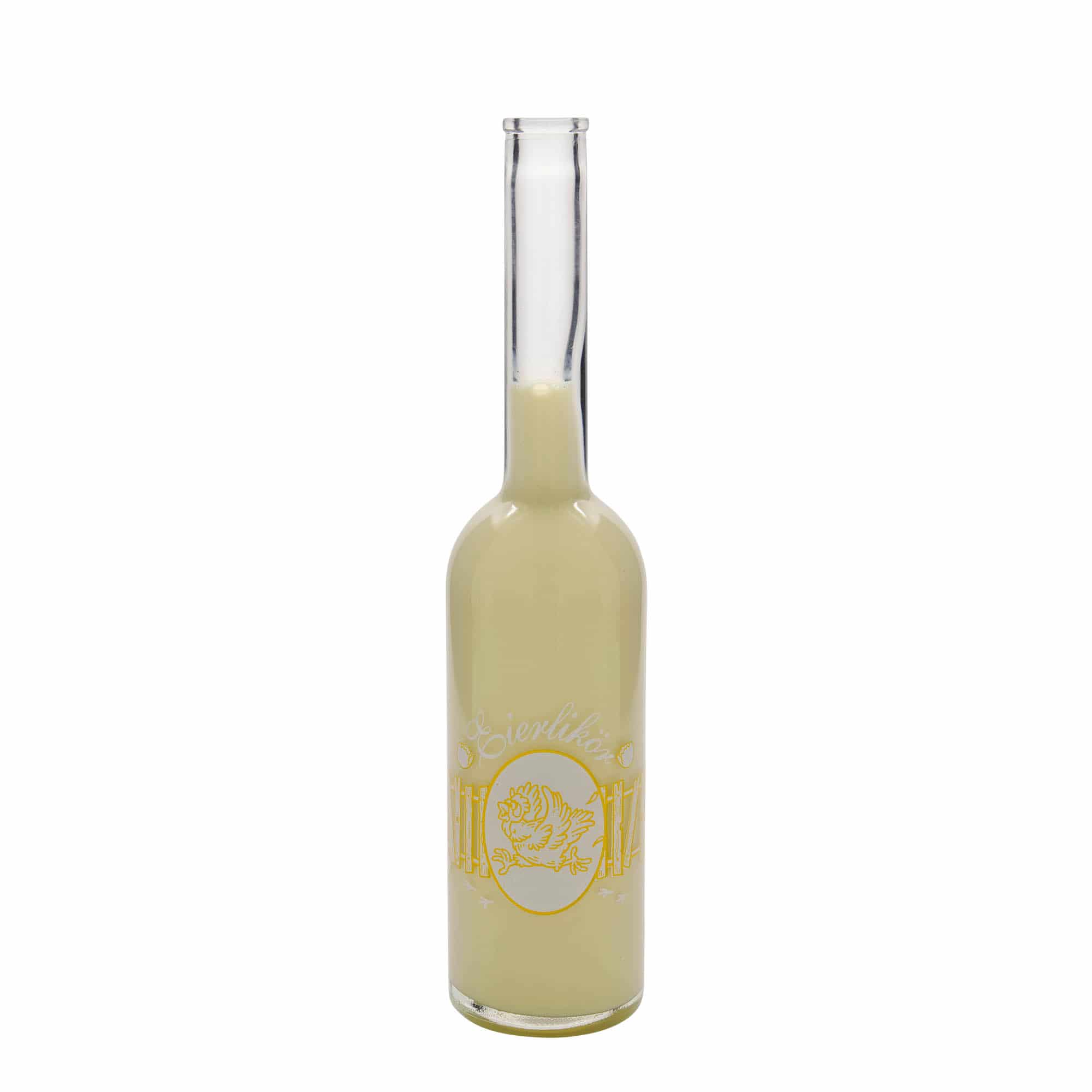500 ml Glasflasche 'Opera', Motiv: Eierlikör, Mündung: Kork