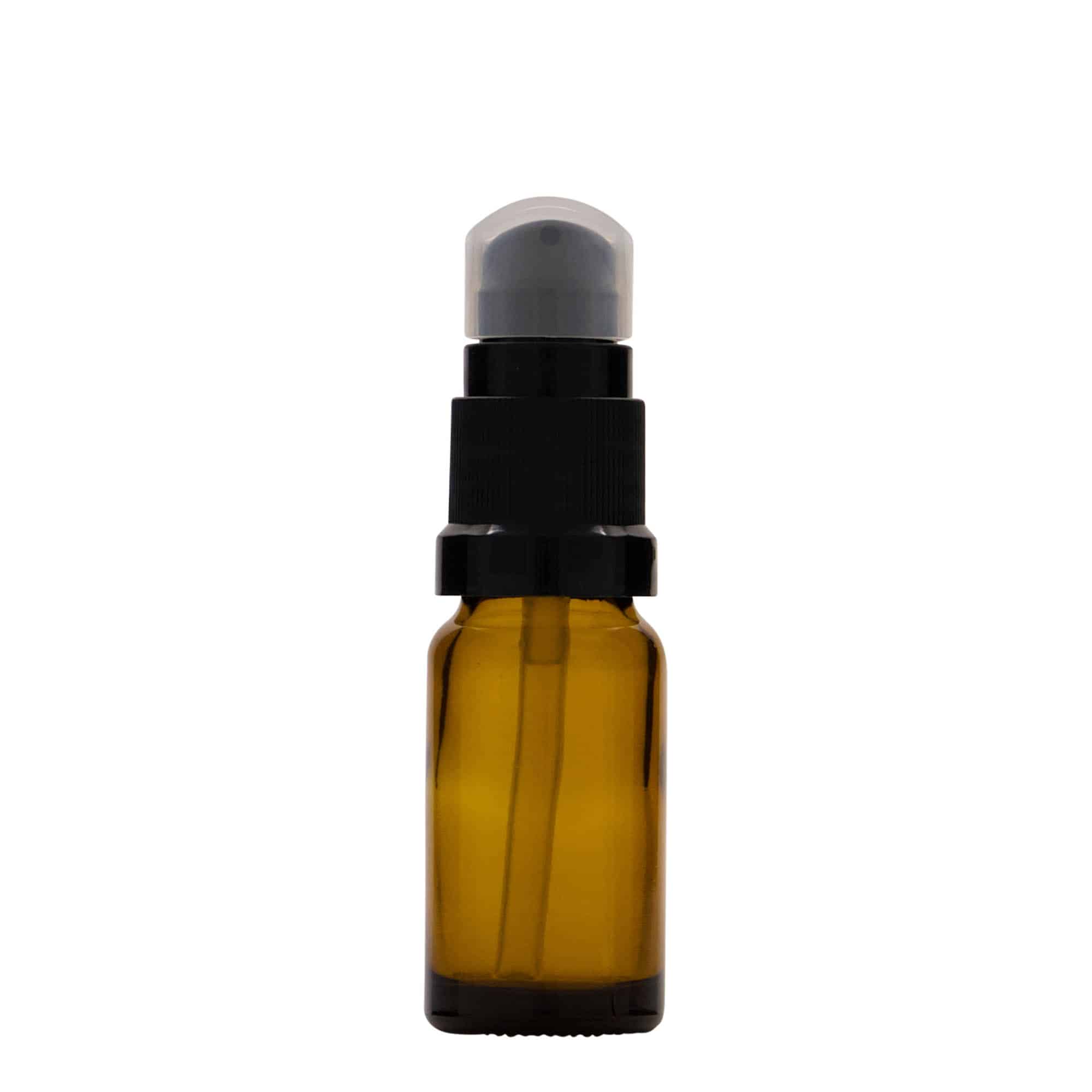 10 ml Medizinflasche mit Lotionspumpe, Glas, braun, Mündung: DIN 18 10 ml Medizinflasche mit Lotionspumpe, Glas, braun, Mündung: DIN 18