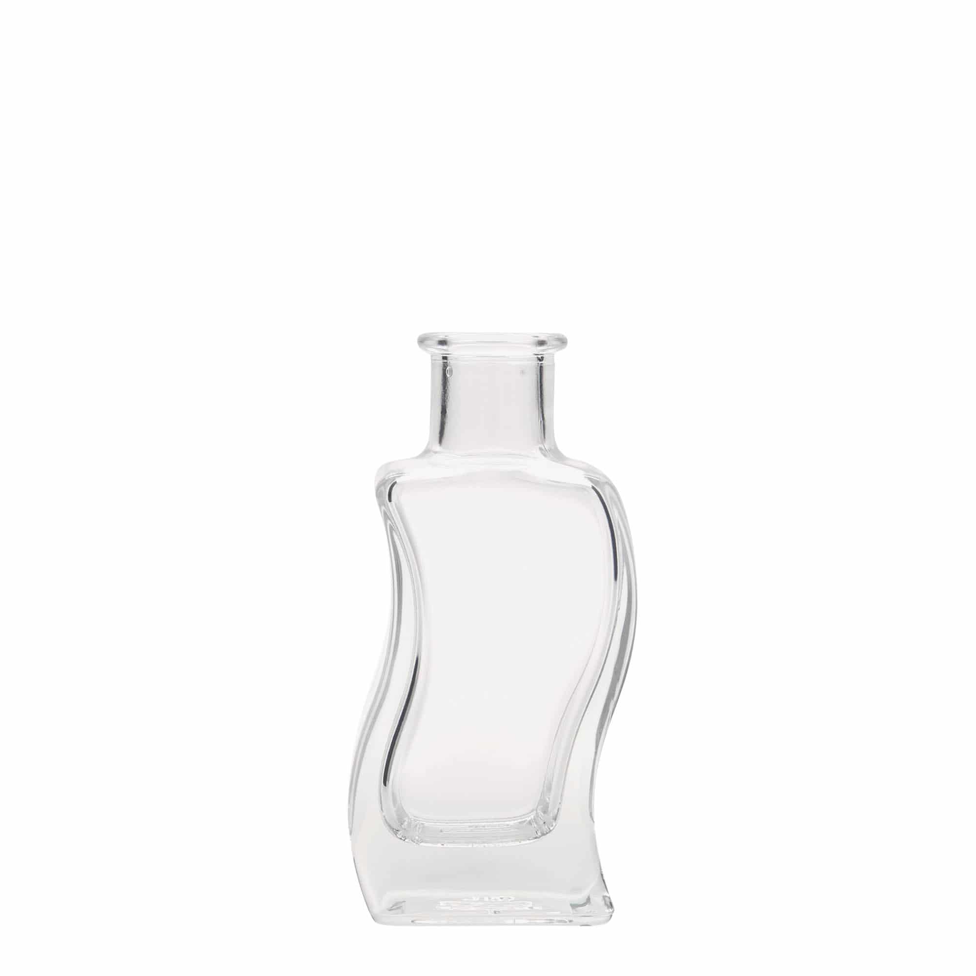 100 ml Glasflasche 'Welle', quadratisch, Mündung: Kork