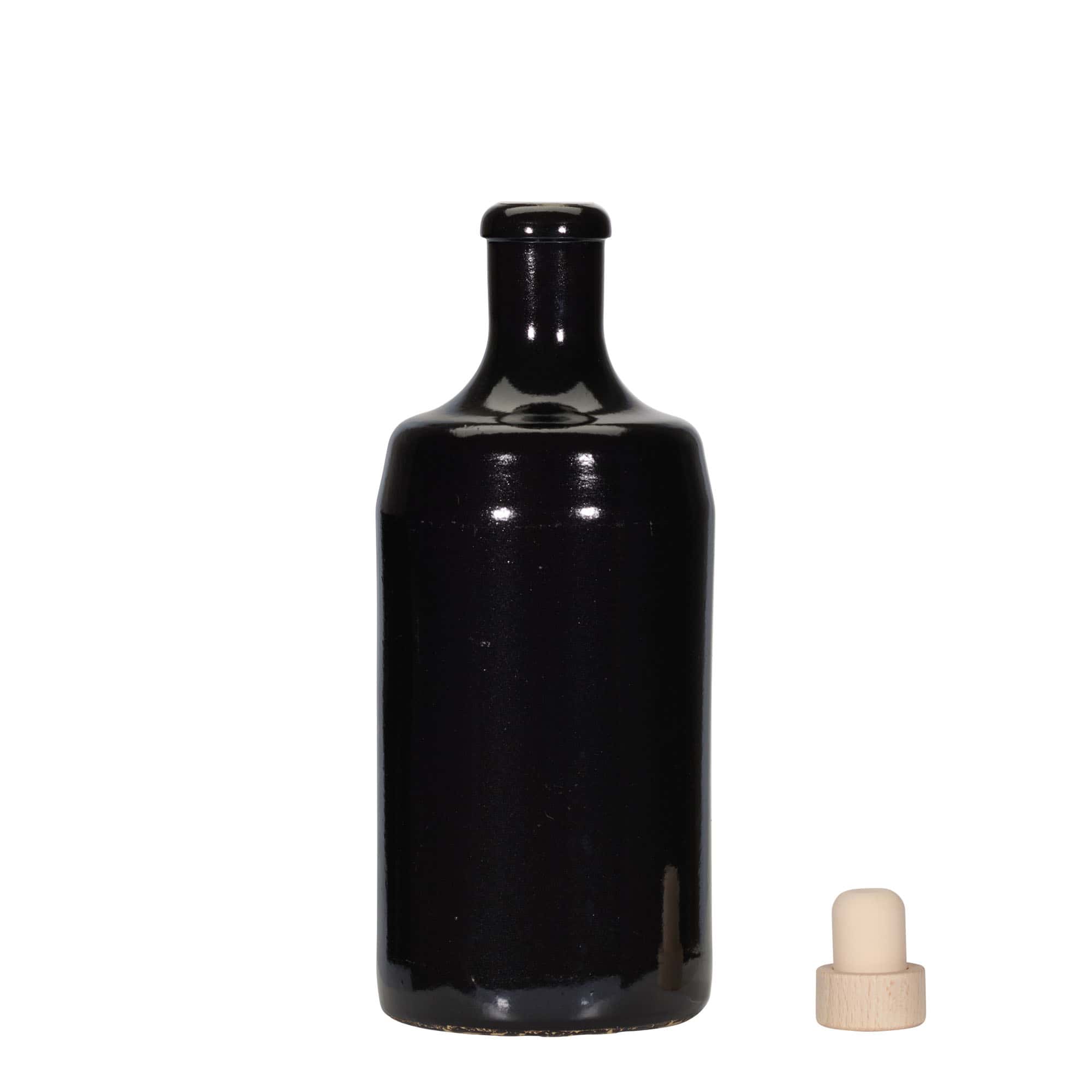 700 ml Tonkrug 'Calvados, Steinzeug, schwarz, Mündung: Kork