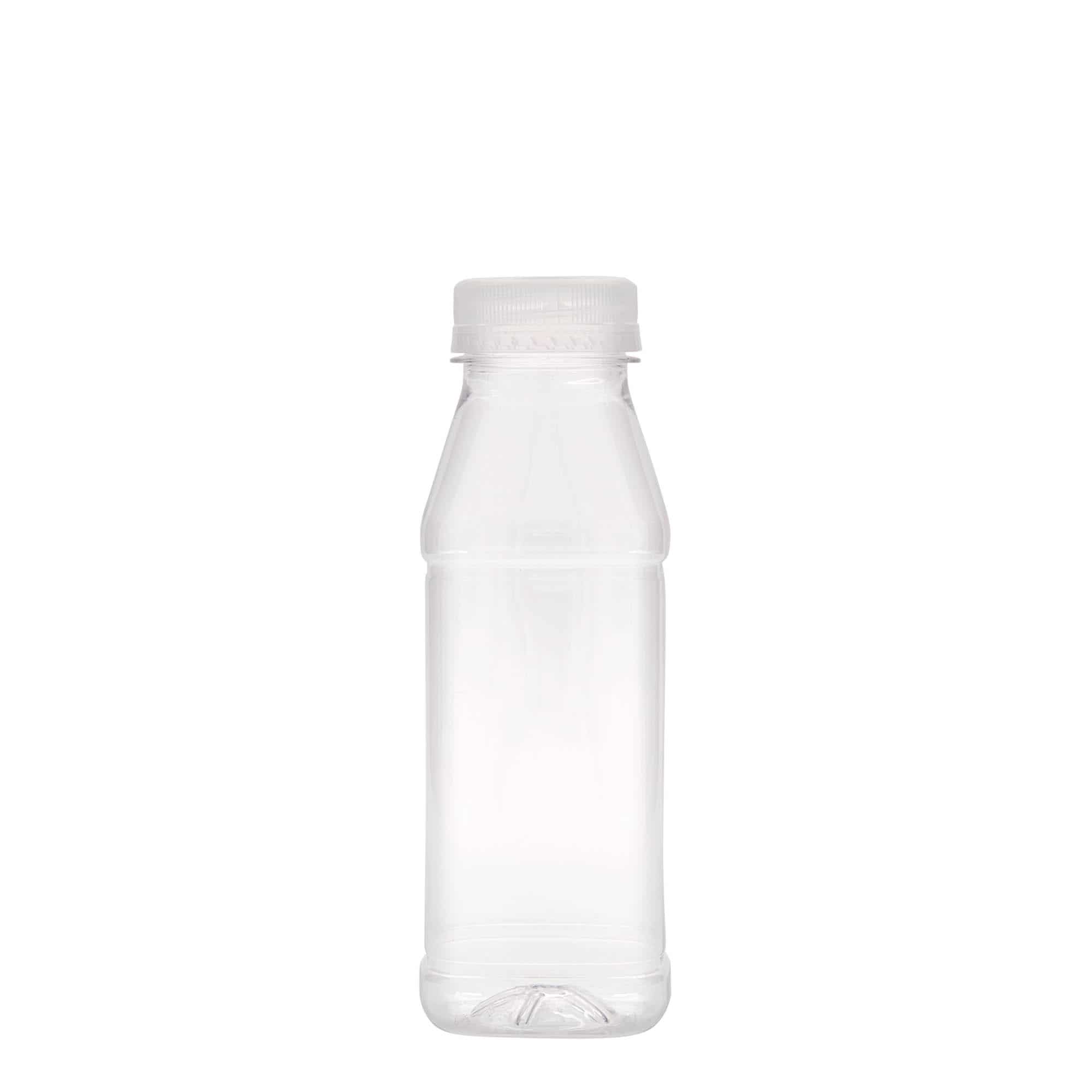 330 ml PET-Flasche 'Milk and Juice Carré', quadratisch, Kunststoff, Mündung: 38 mm