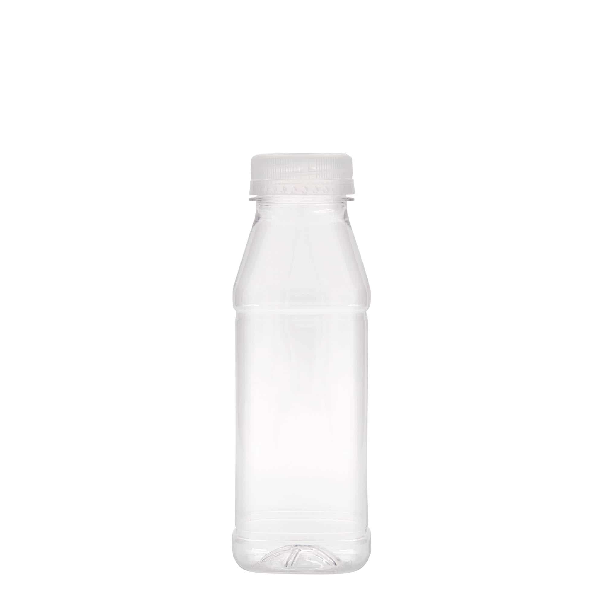 330 ml PET-Flasche 'Milk and Juice Carré', quadratisch, Kunststoff, Mündung: 38 mm