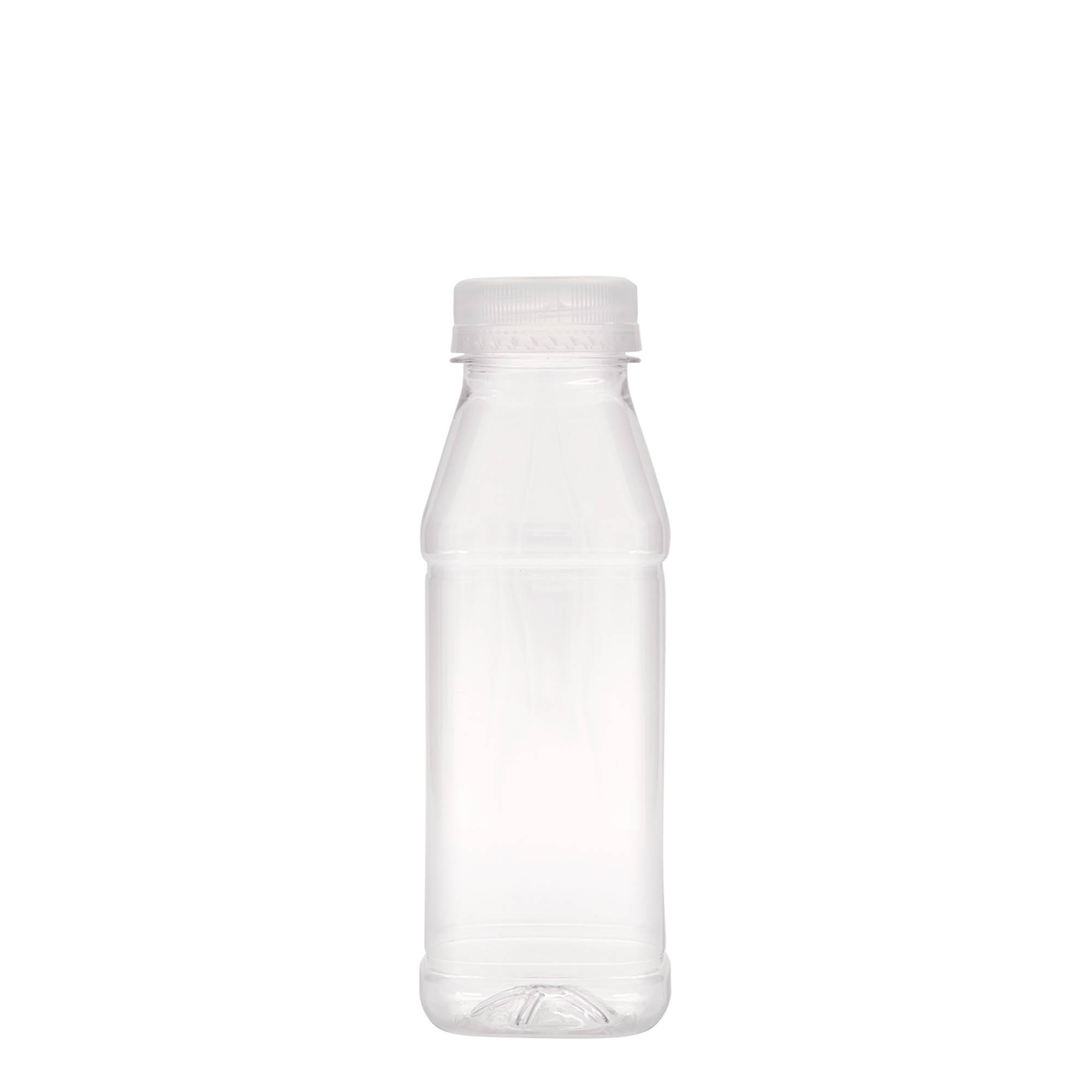 330 ml PET-Flasche 'Milk and Juice Carré', quadratisch, Kunststoff, Mündung: 38 mm