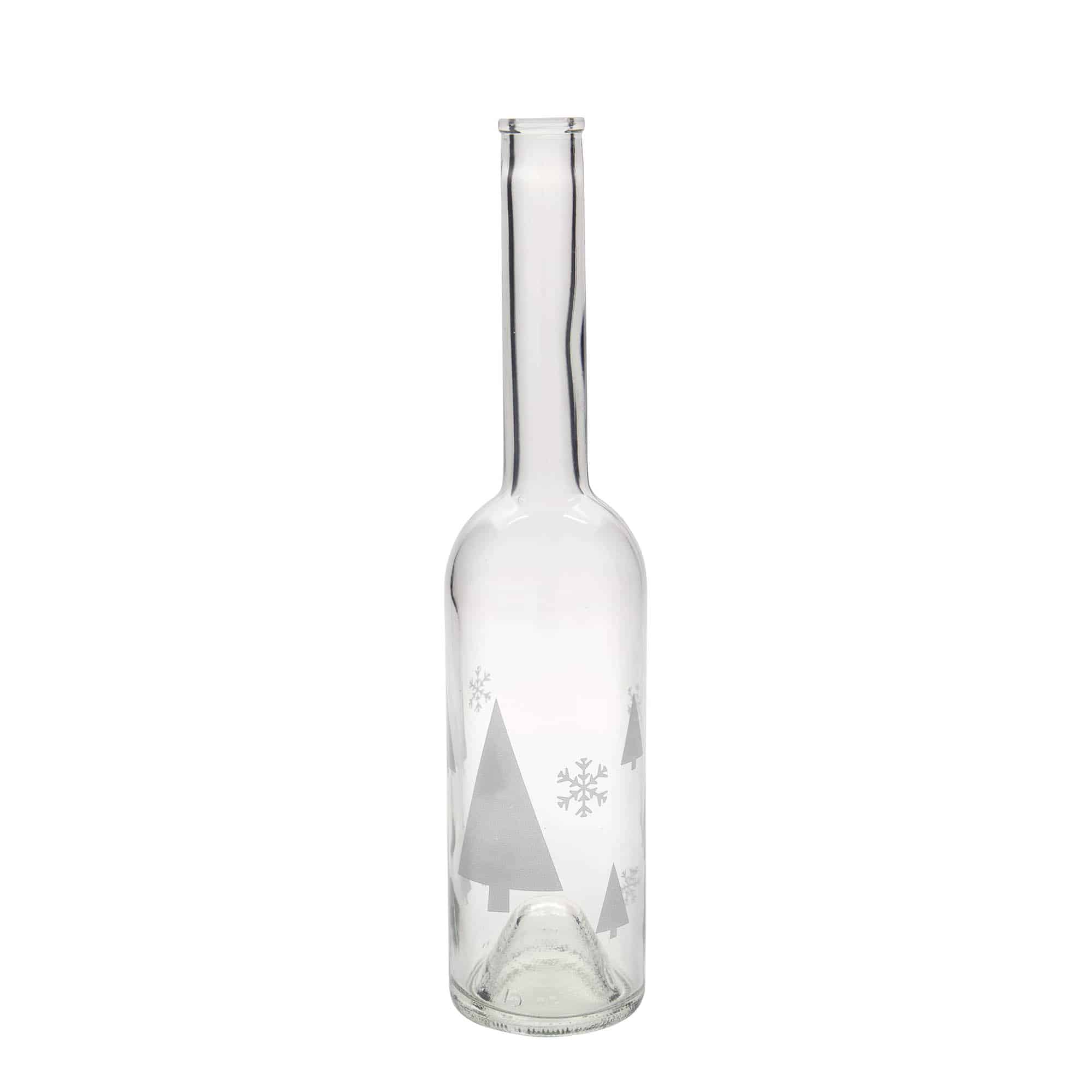 500 ml Glasflasche „Opera“, Motiv: Schneeflocken, Mündung: Kork