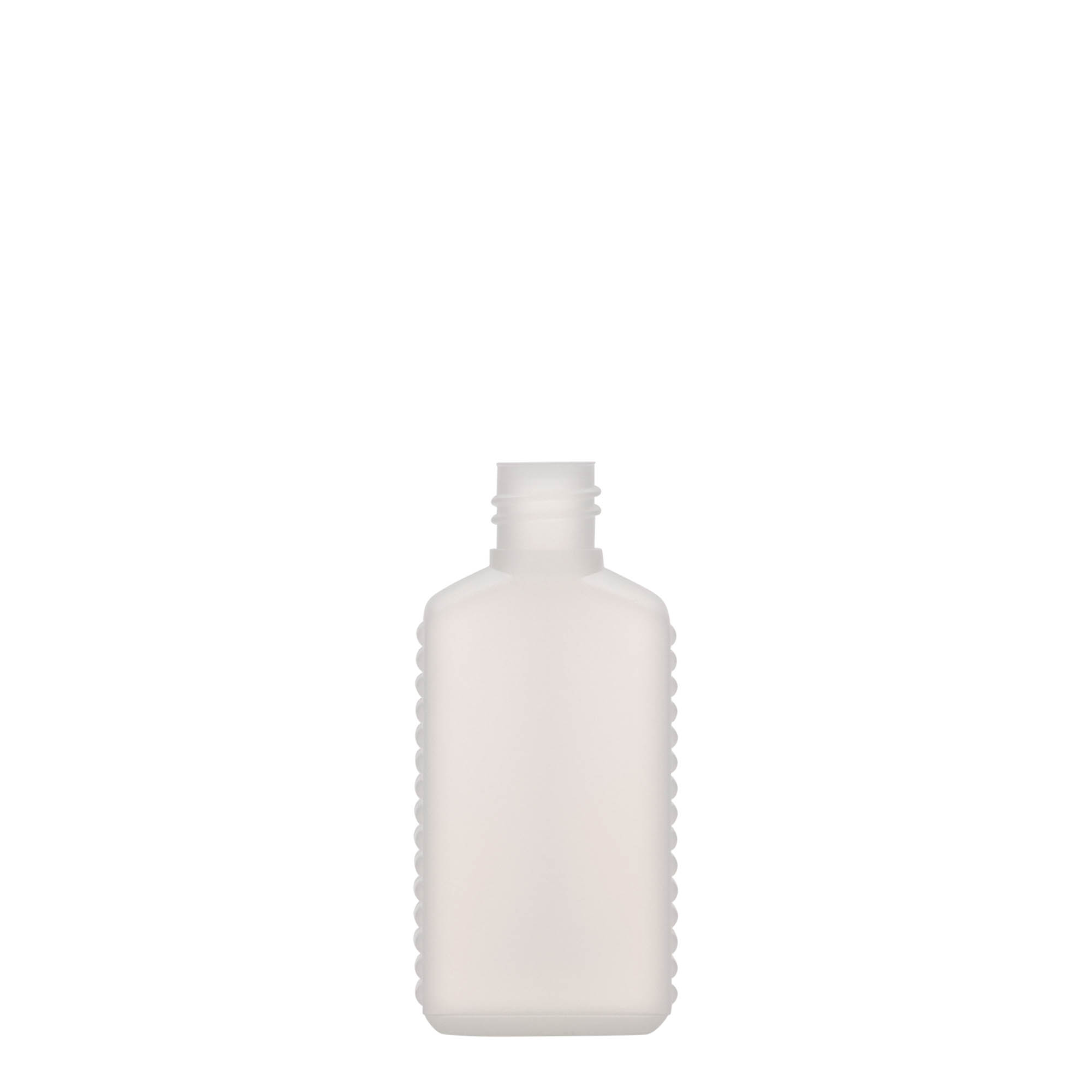 50 ml Kanisterflasche Enghals, rechteckig, HDPE-Kunststoff, natur, Mündung: DIN 18