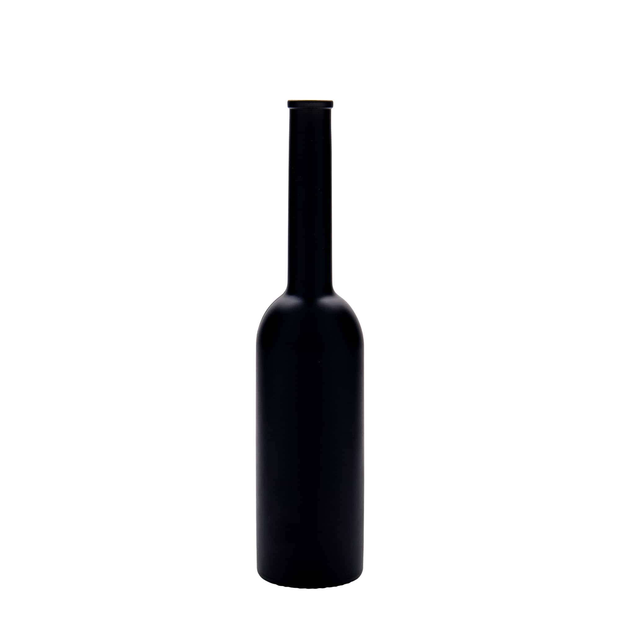 200 ml Glasflasche 'Opera', schwarz, Mündung: Kork
