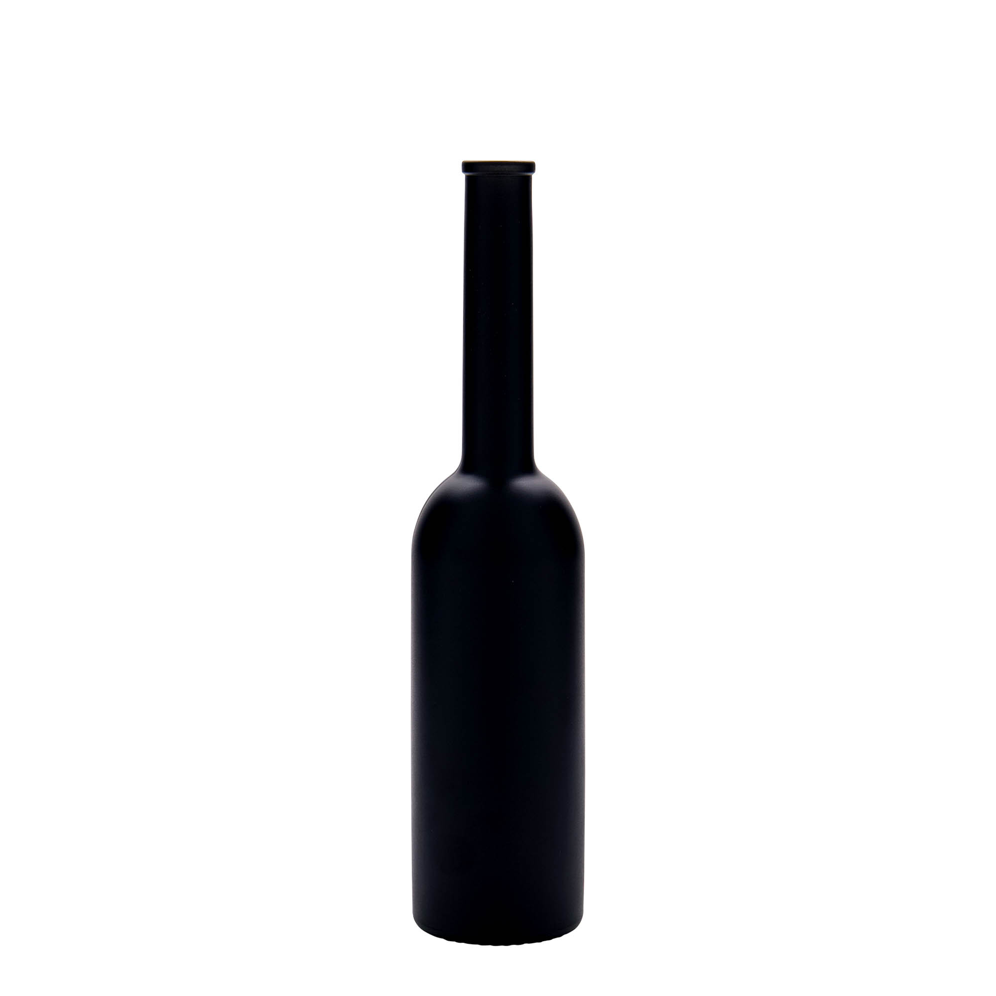 200 ml Glasflasche „Opera“, schwarz, Mündung: Kork
