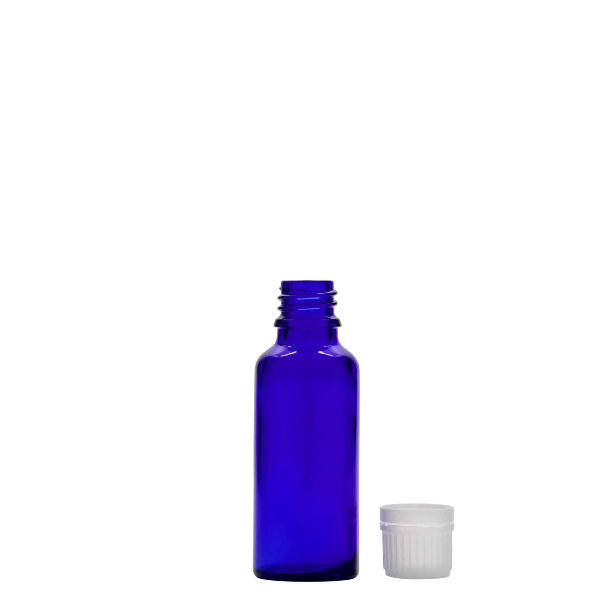 30 ml Medizinflasche, Glas, royalblau, Mündung: DIN 18