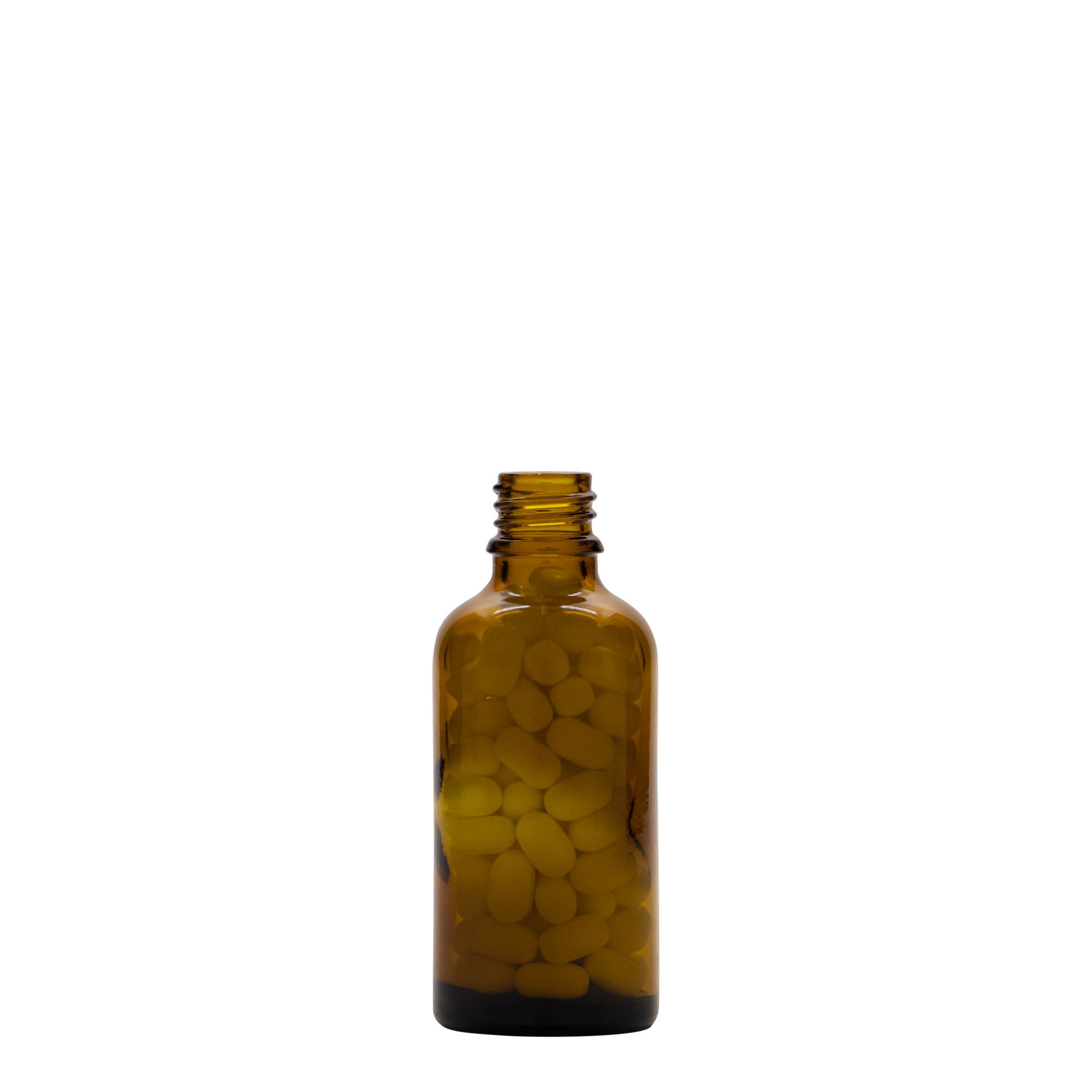 50 ml Medizinflasche, Glas, braun, Mündung: DIN 18 50 ml Medizinflasche, Glas, braun, Mündung: DIN 18
