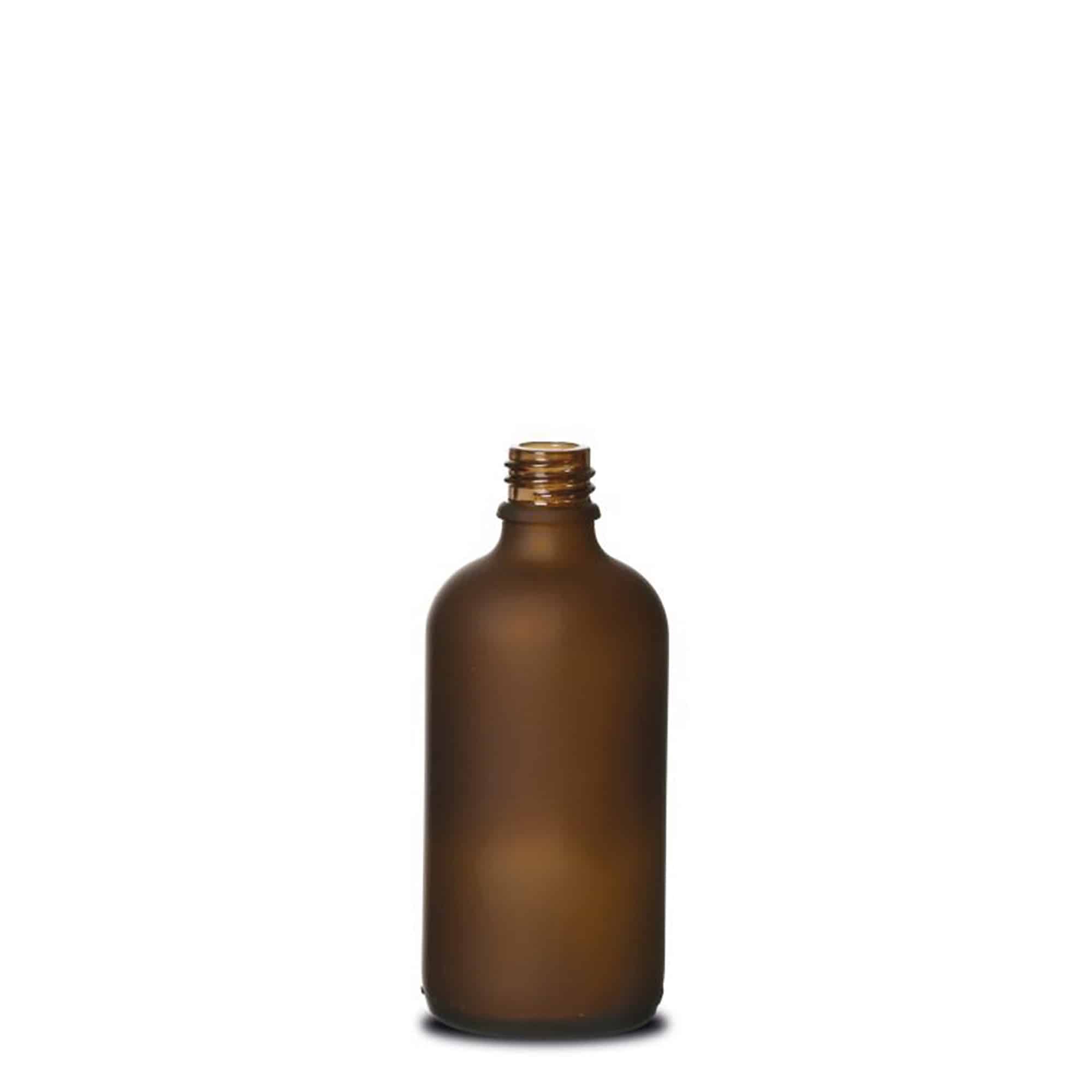100 ml Medizinflasche, Glas, braun gefrostet, Mündung: DIN 18