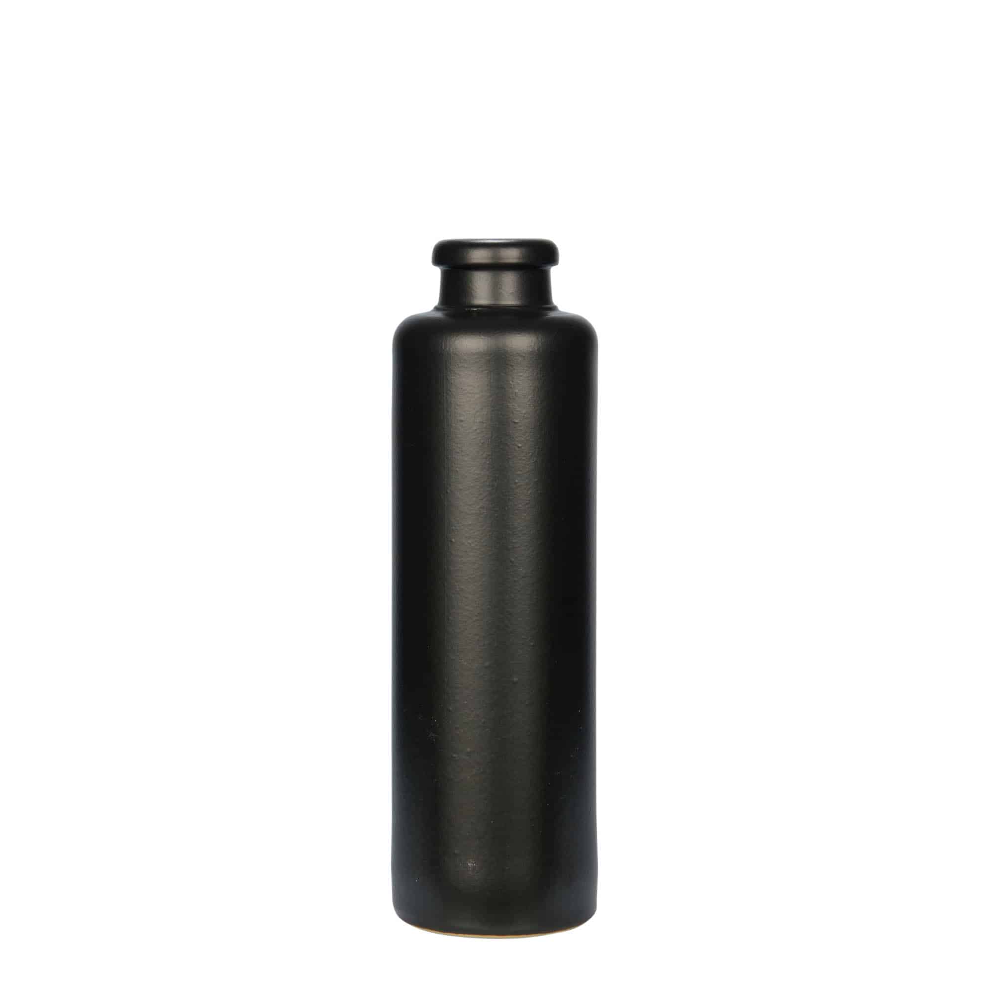 200 ml Tonkrug, Steinzeug, schwarz, Mündung: Kork